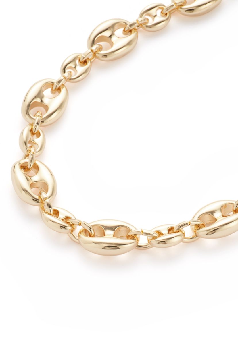 Gold Tone Half Mariner Link Collar Necklace