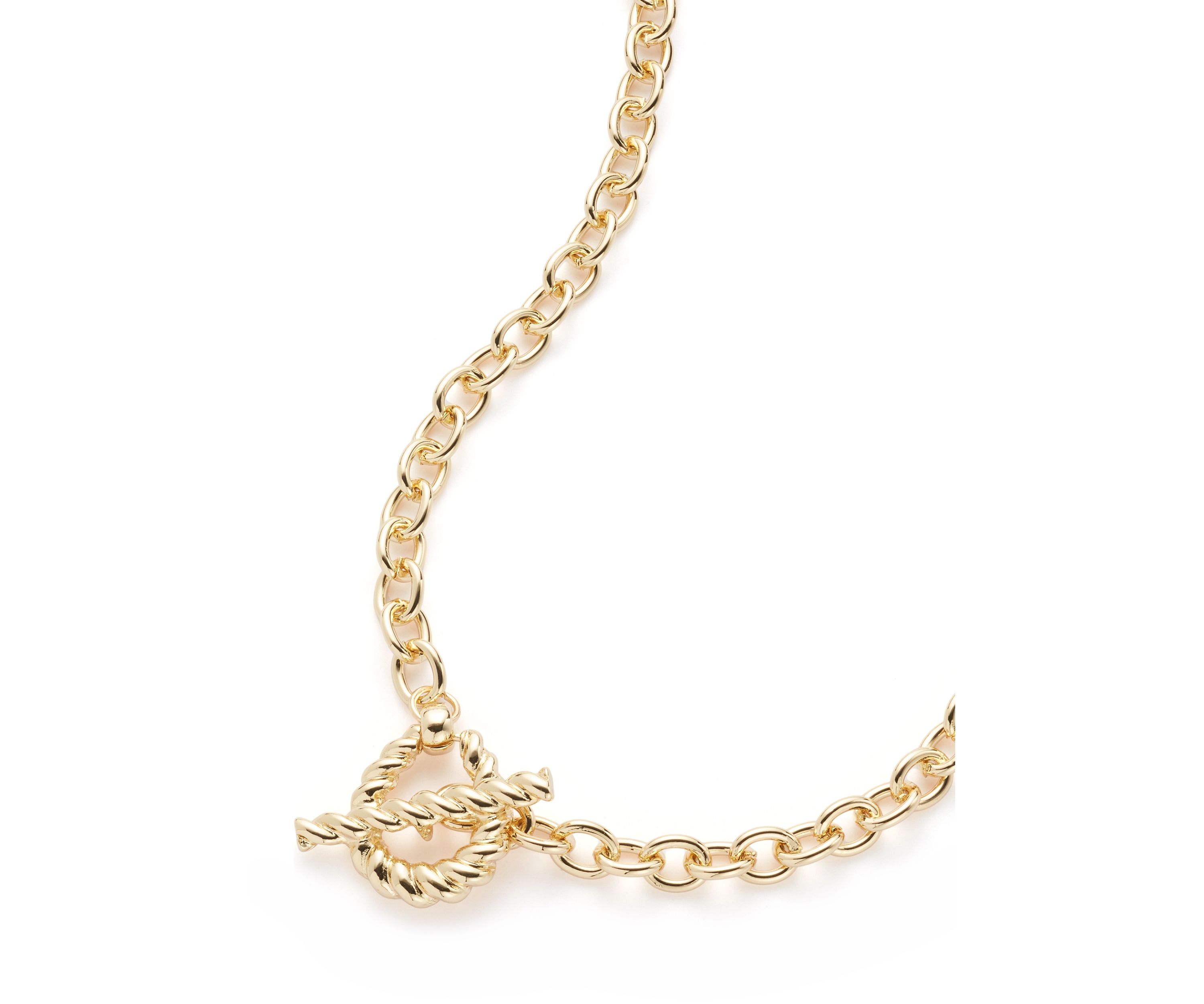 Gold Tone Ribbed Metal Toggle Collar Necklace