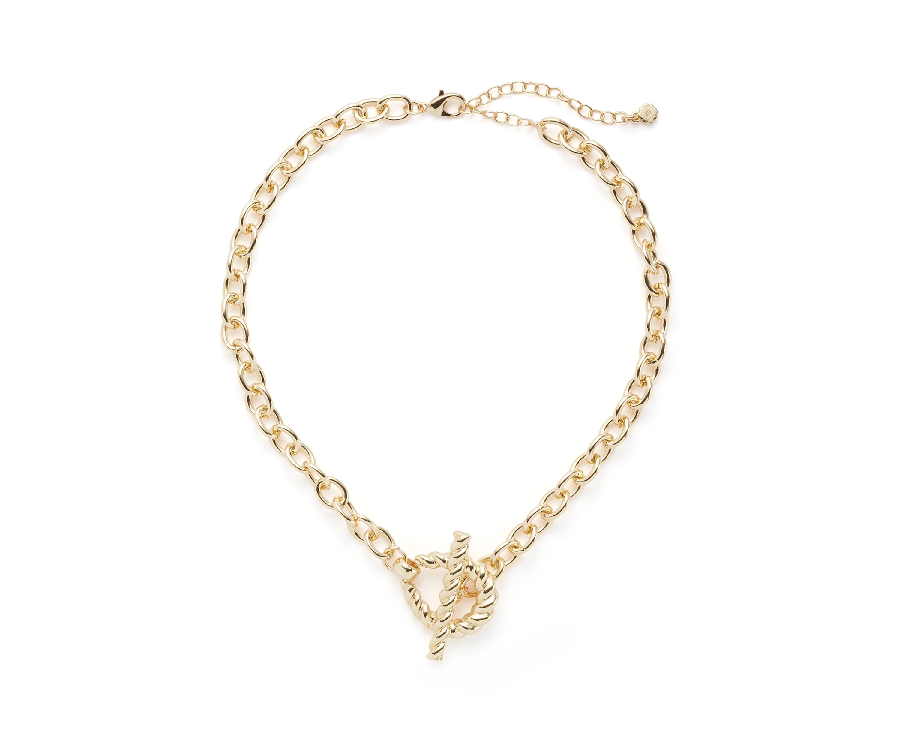 Gold Tone Ribbed Metal Toggle Collar Necklace