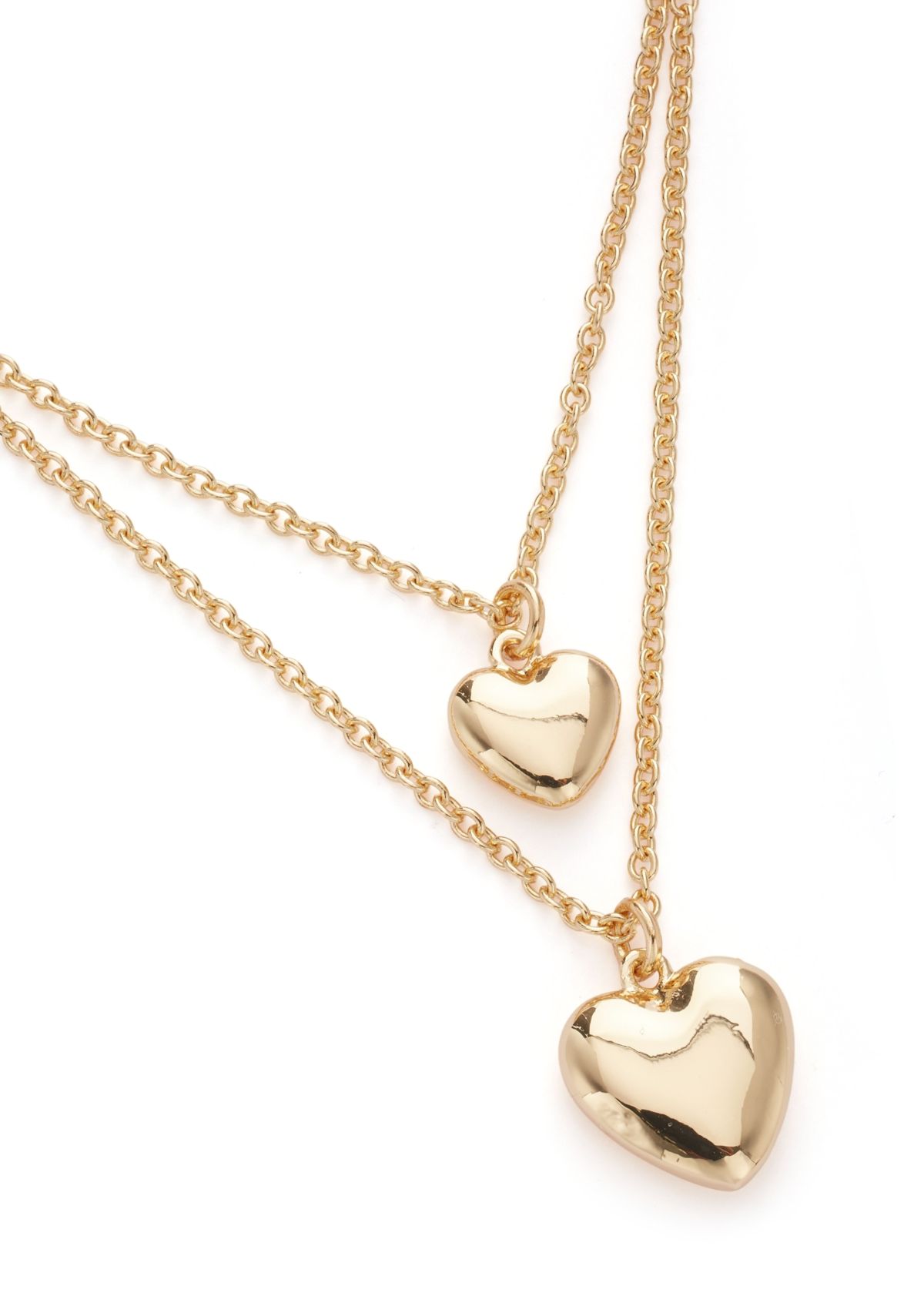 Puffy Heart Multirow Pendant Necklace