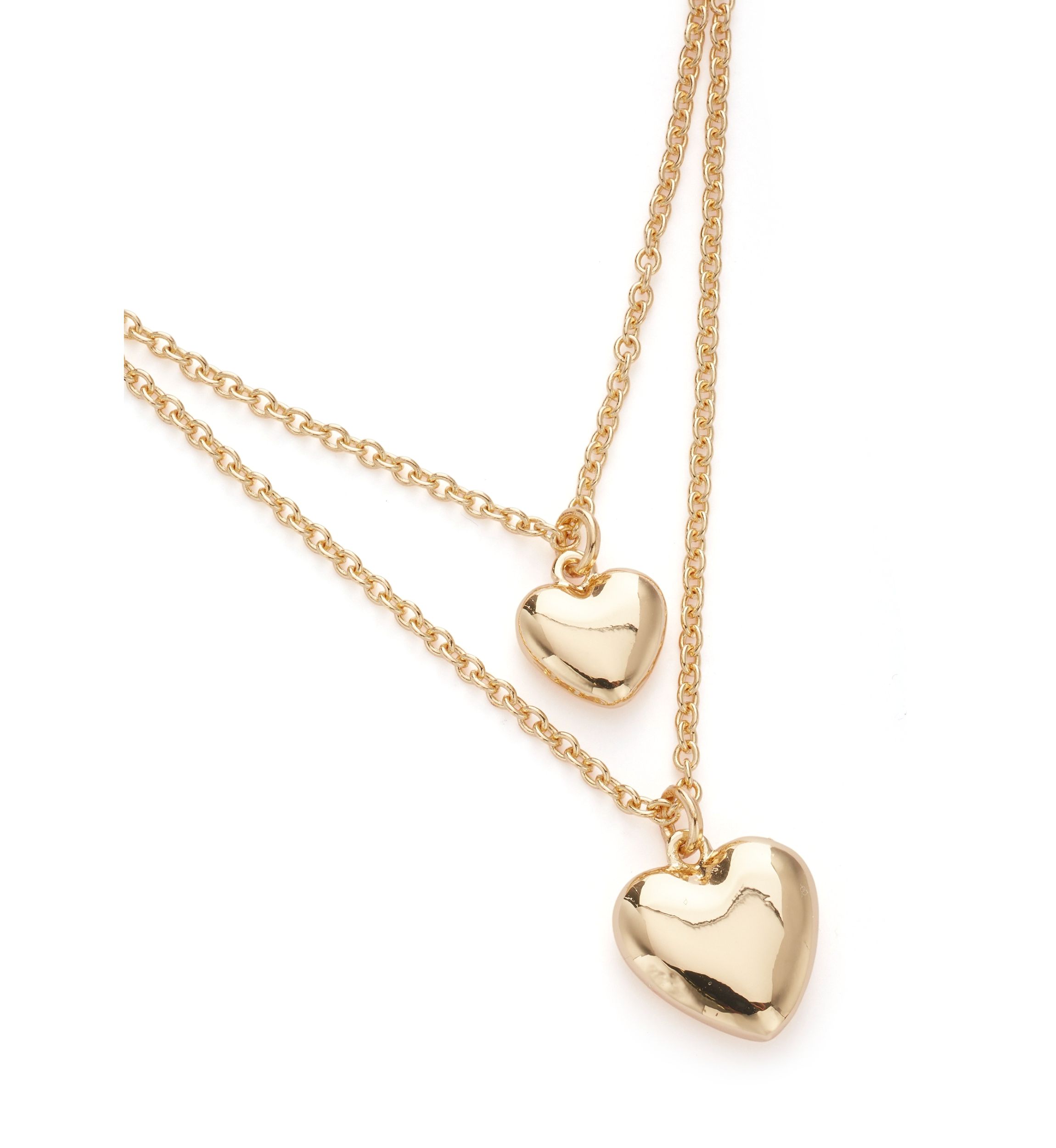 Puffy Heart Multirow Pendant Necklace
