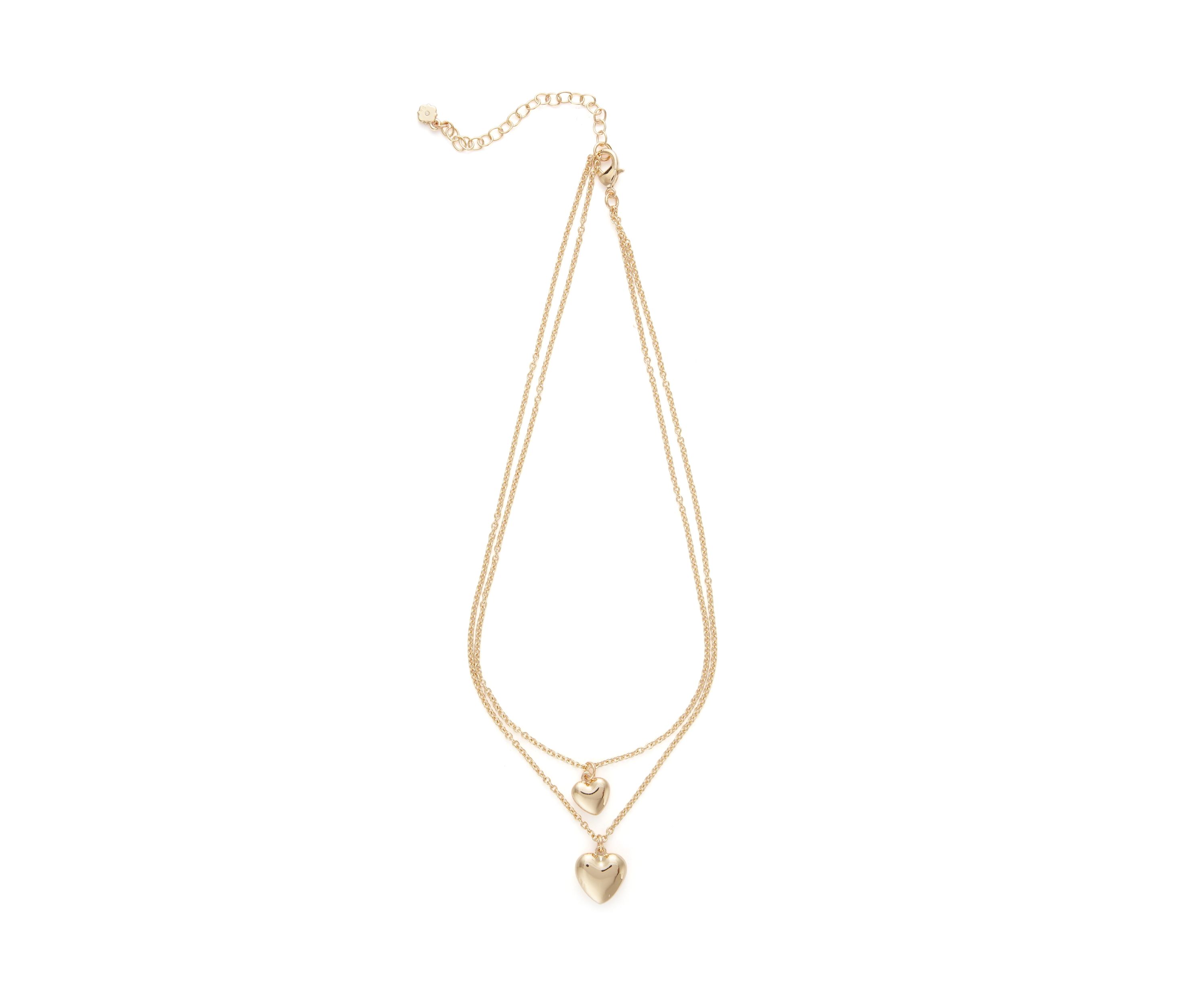 Puffy Heart Multirow Pendant Necklace
