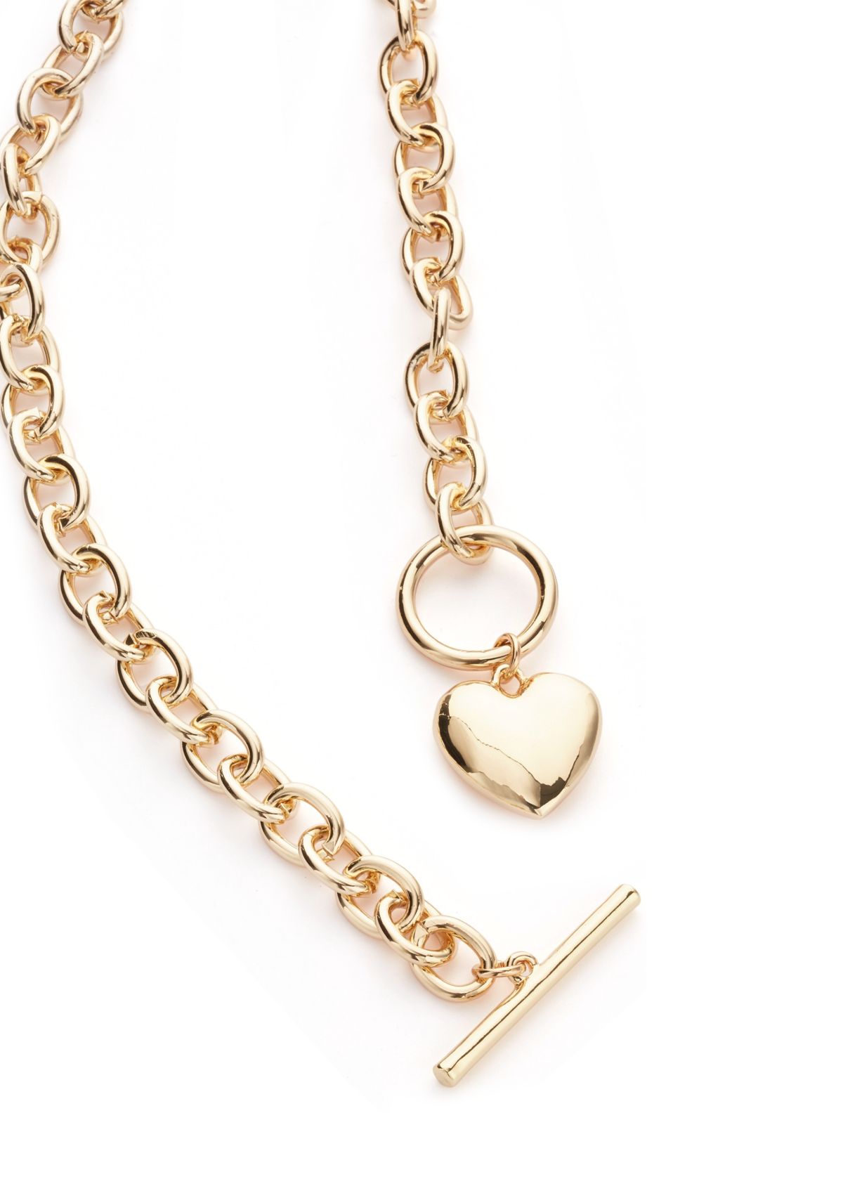 Puffy Heart Pendant Toggle Necklace