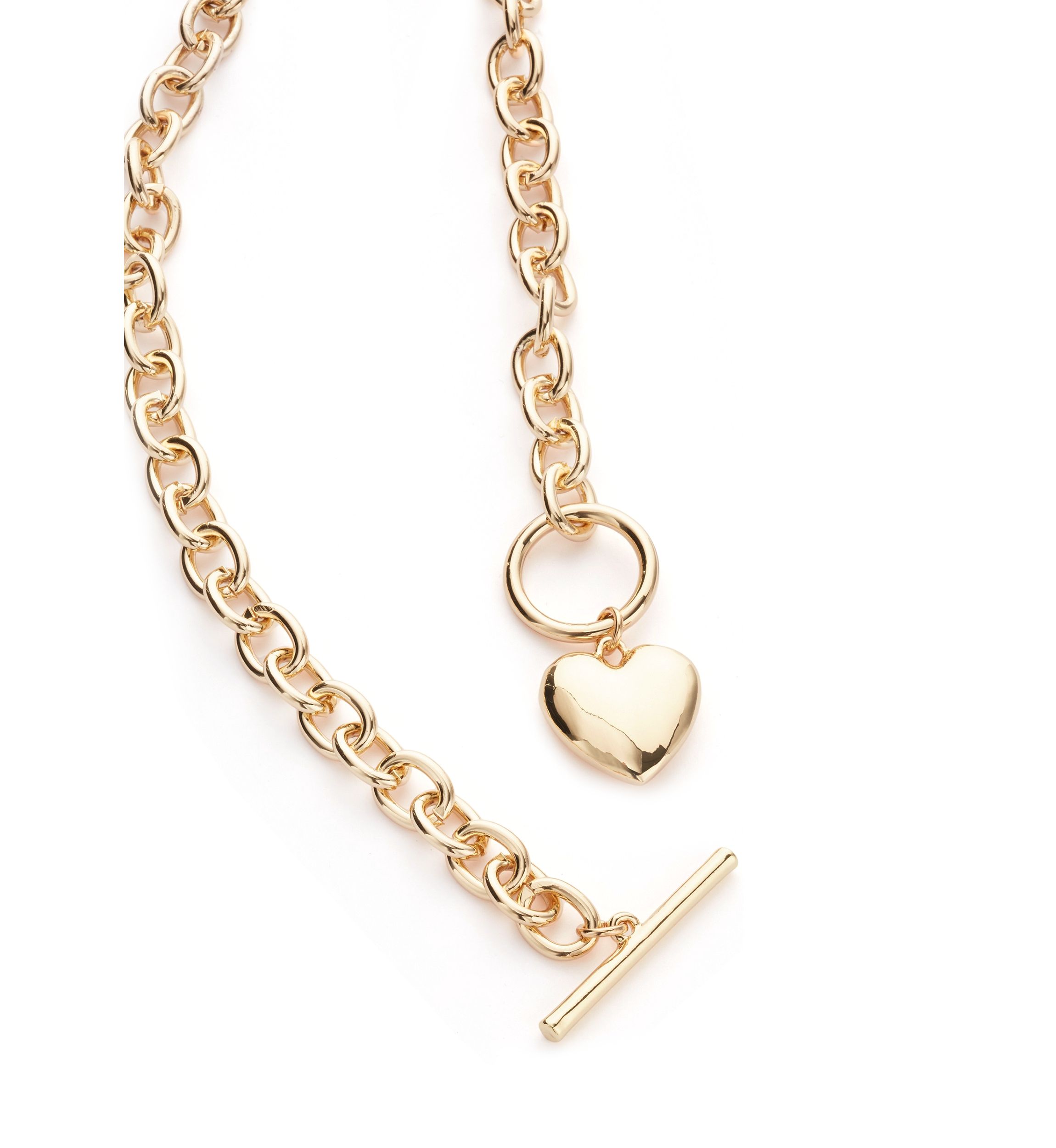 Puffy Heart Pendant Toggle Necklace