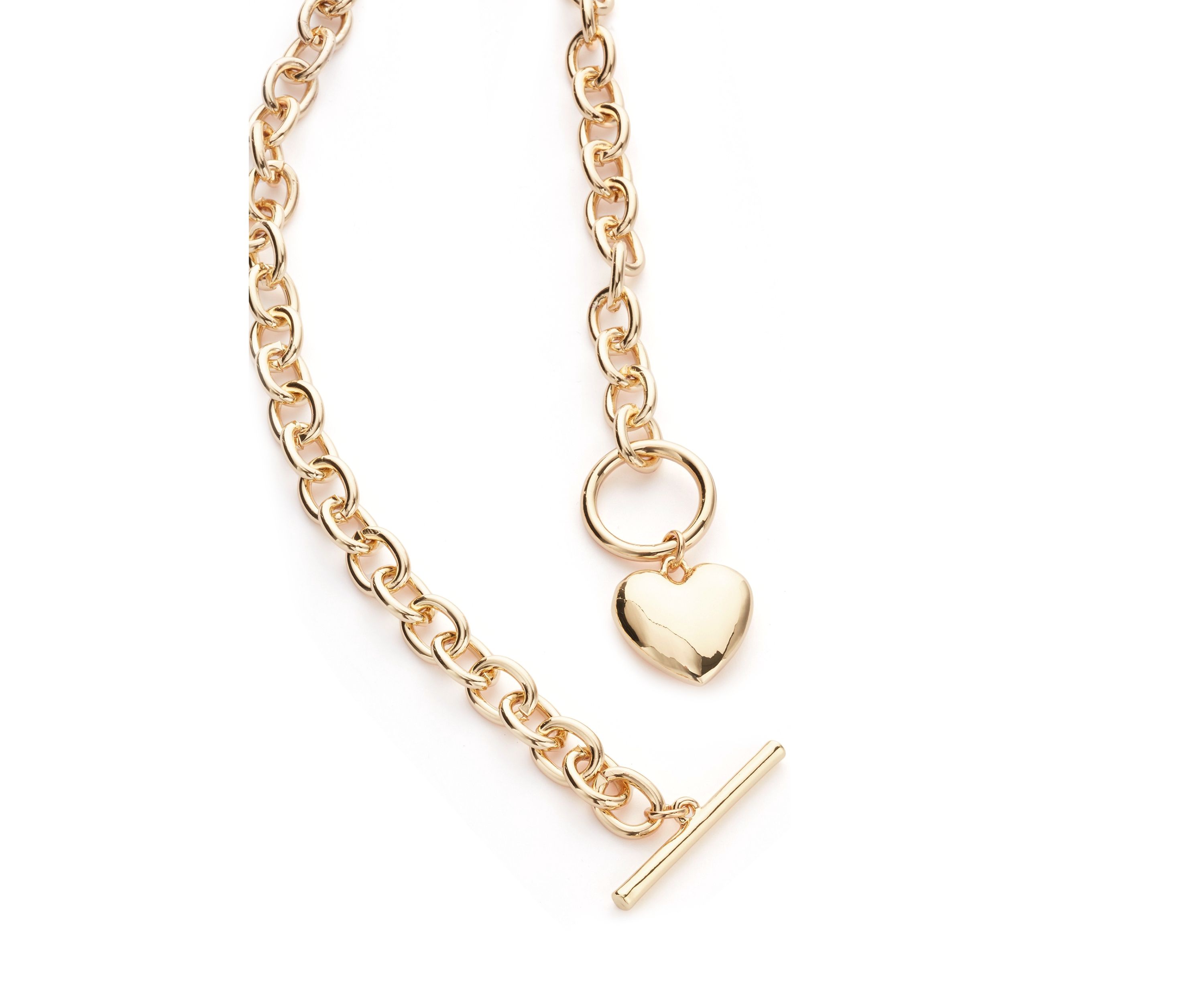 Puffy Heart Pendant Toggle Necklace