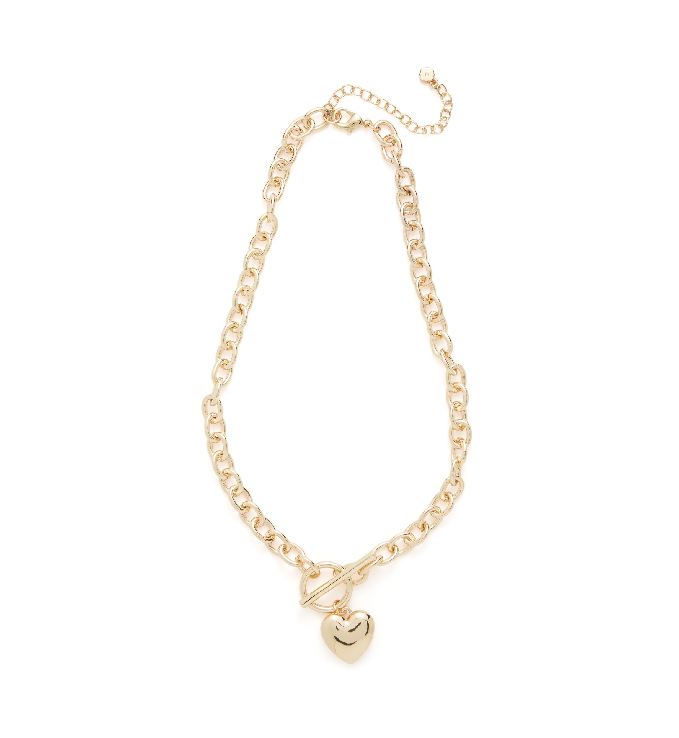 Puffy Heart Pendant Toggle Necklace
