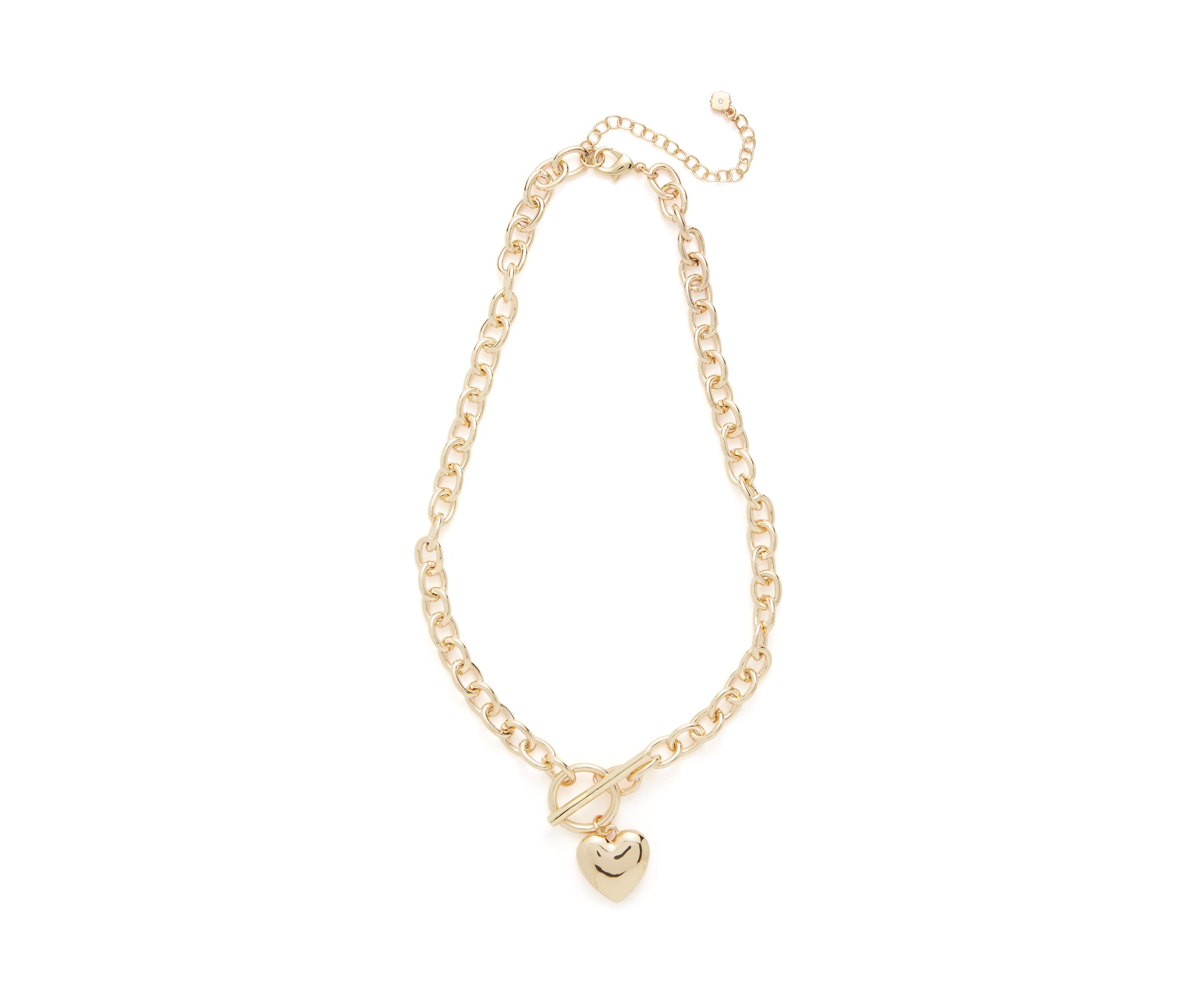 Puffy Heart Pendant Toggle Necklace
