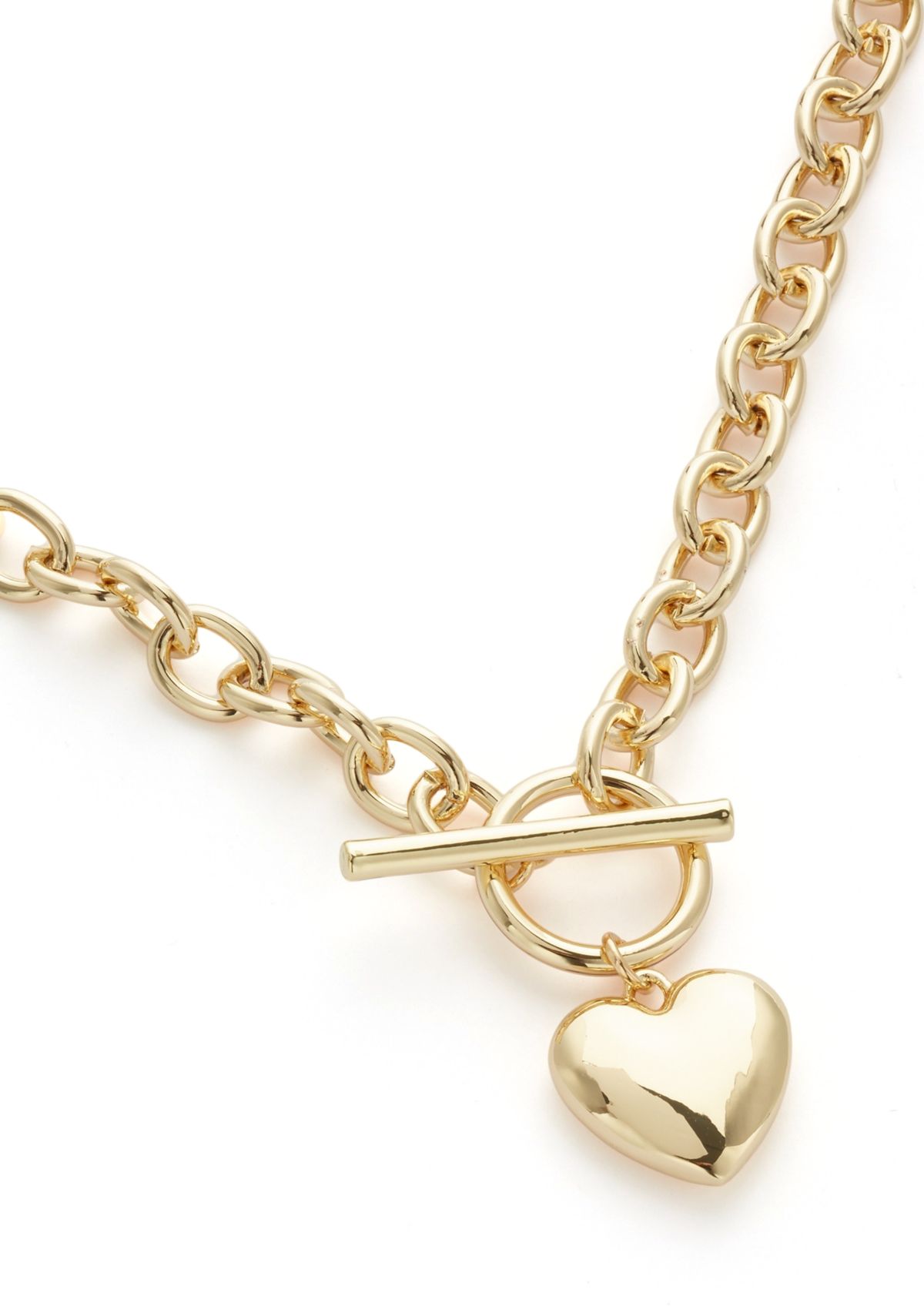 Puffy Heart Pendant Toggle Necklace