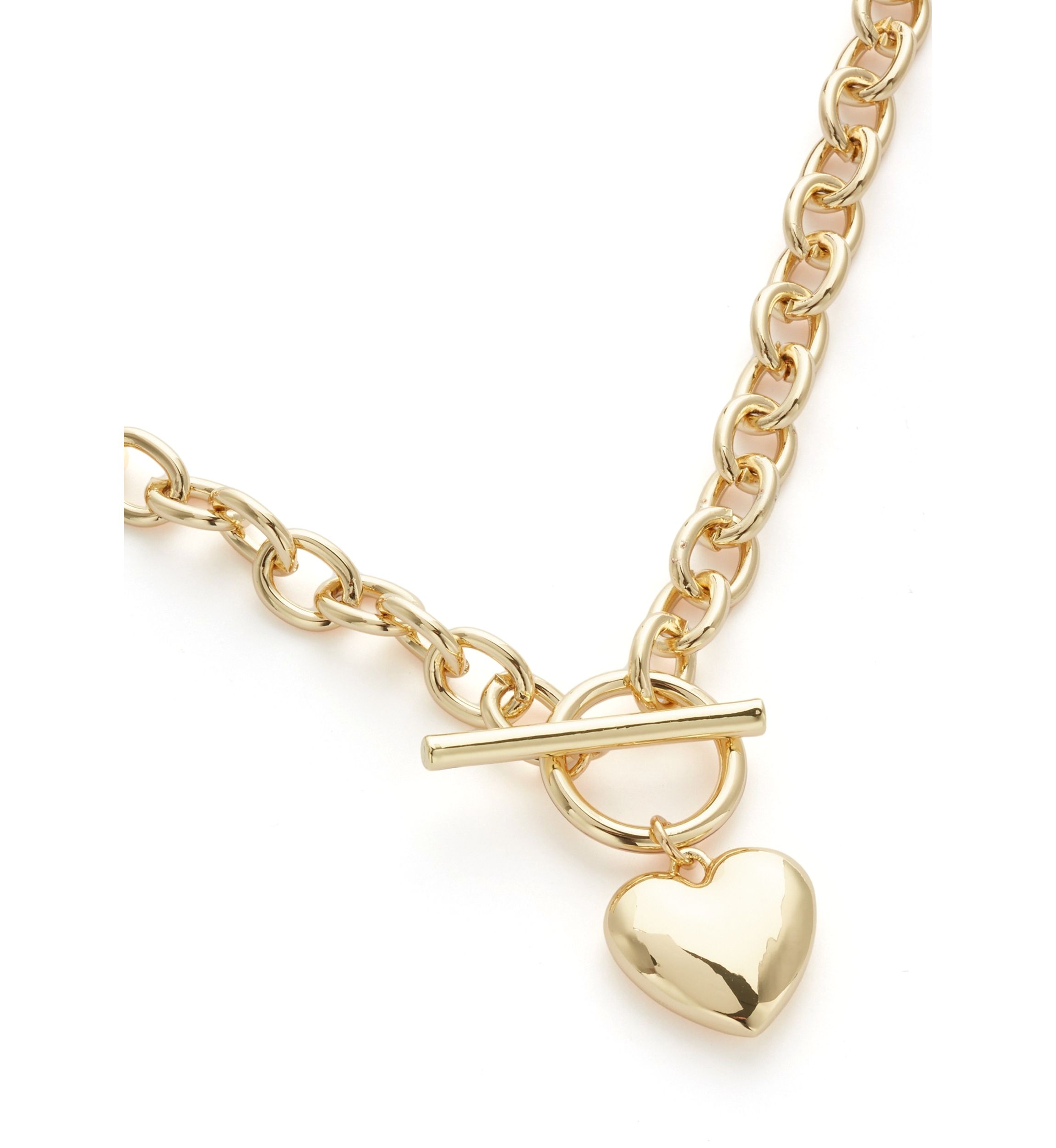 Puffy Heart Pendant Toggle Necklace