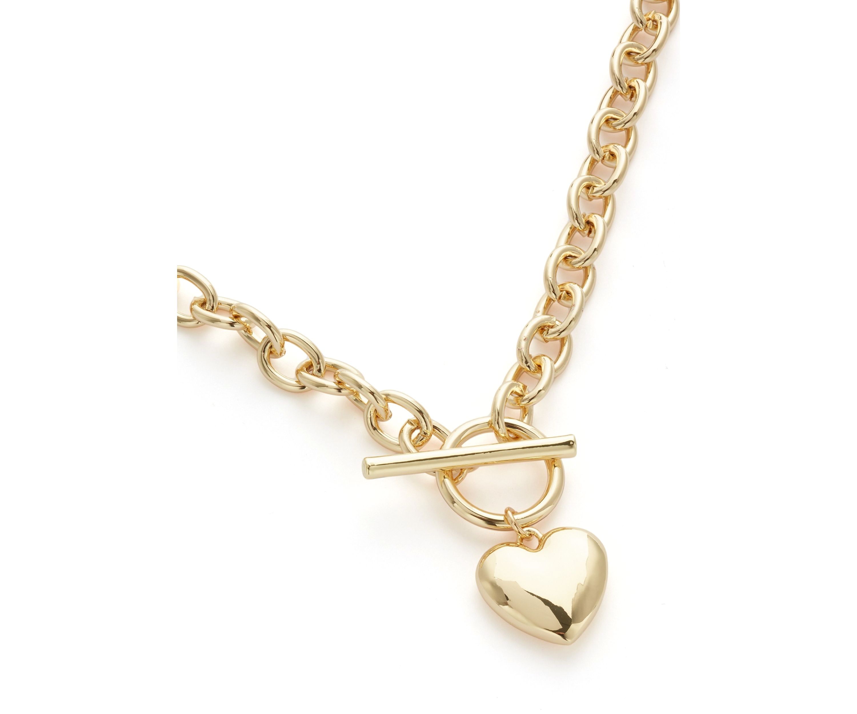 Puffy Heart Pendant Toggle Necklace
