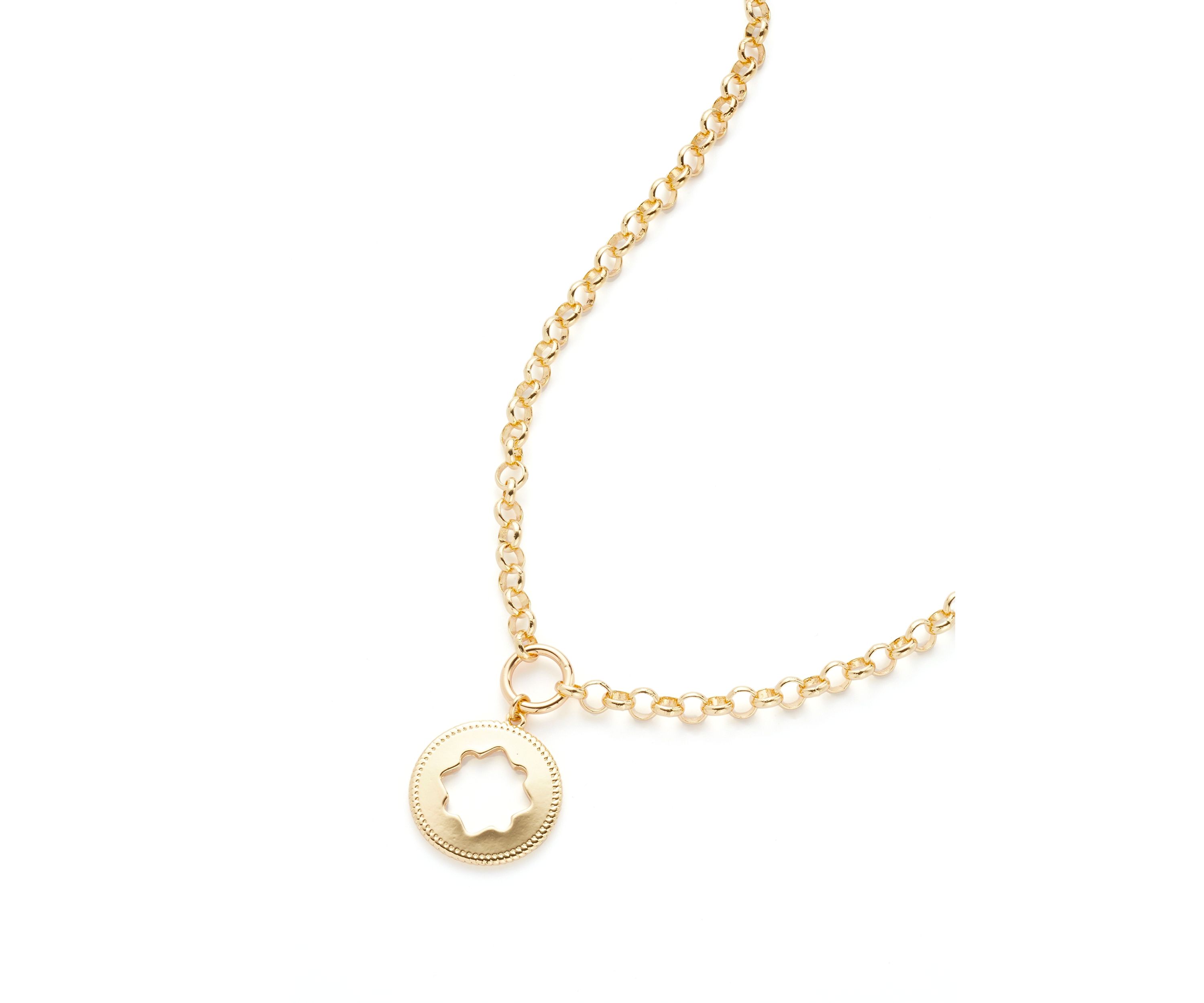 Gold Tone 16" Quatrafoil Pendant Necklace