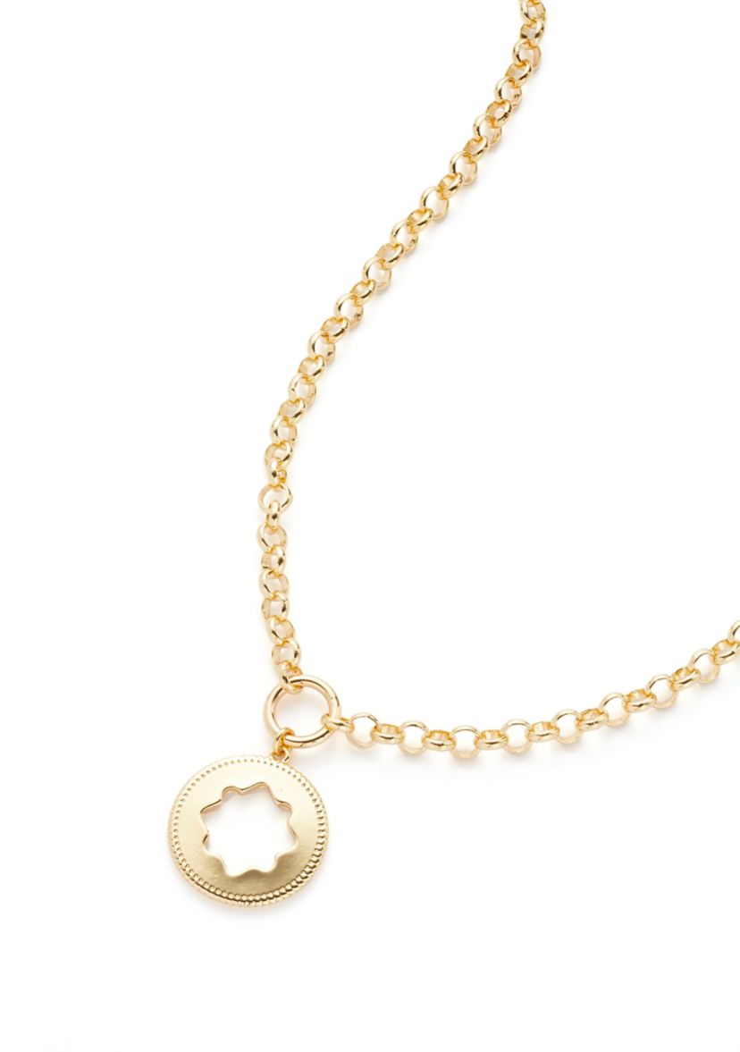 Gold Tone 16" Quatrafoil Pendant Necklace
