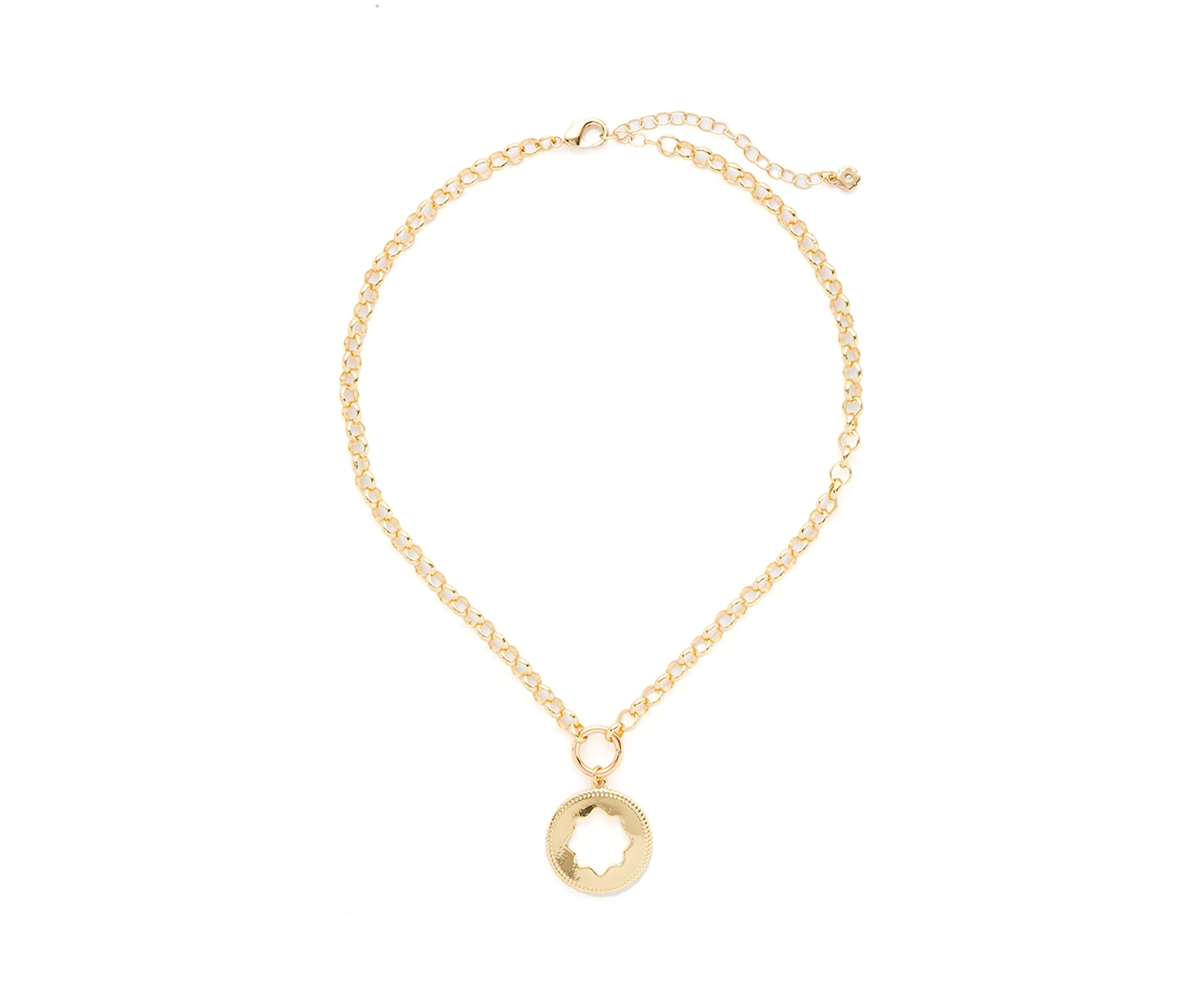 Gold Tone 16" Quatrafoil Pendant Necklace