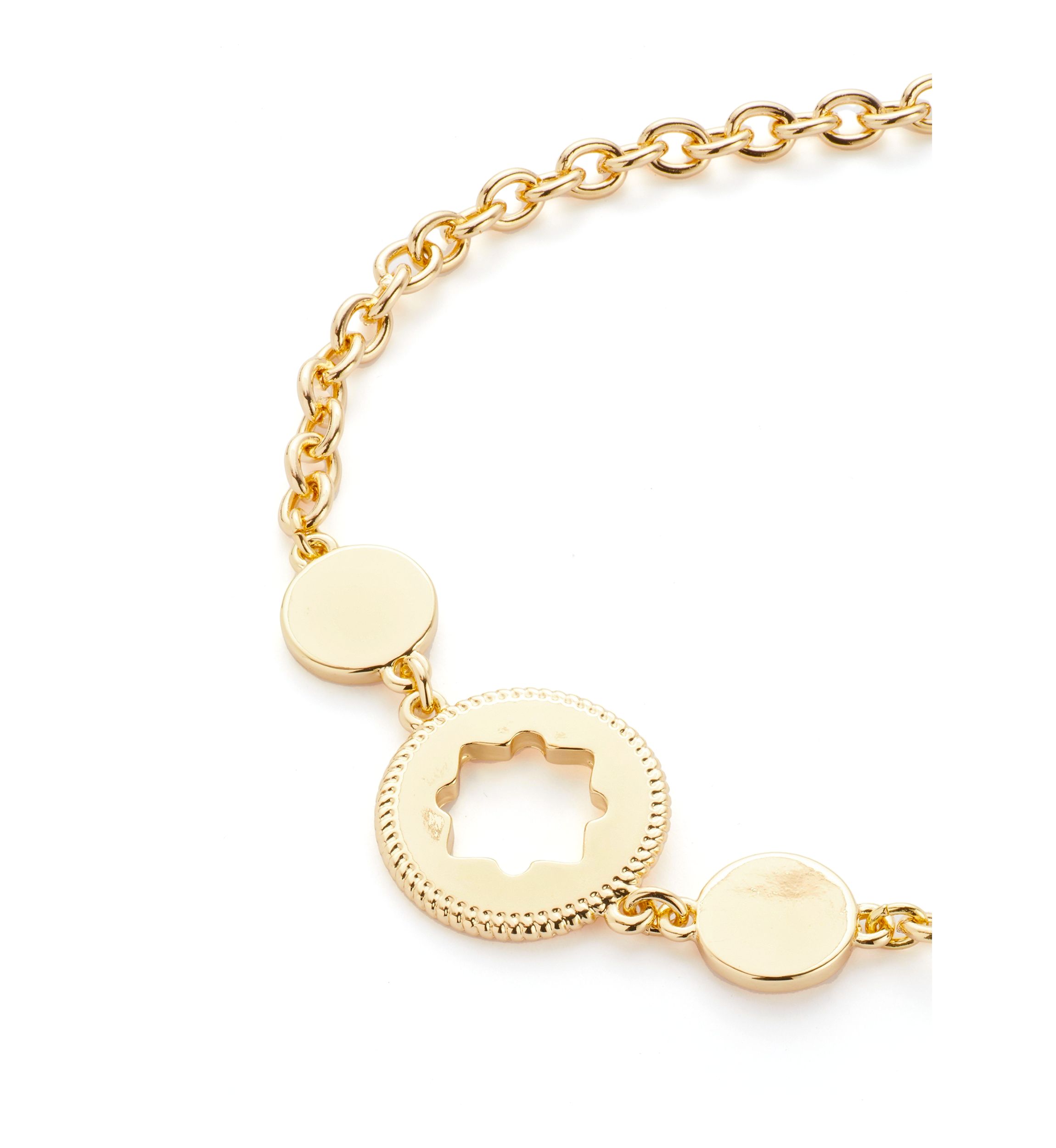 Gold Tone 42" Enamel Quatrafoil Strand Necklace