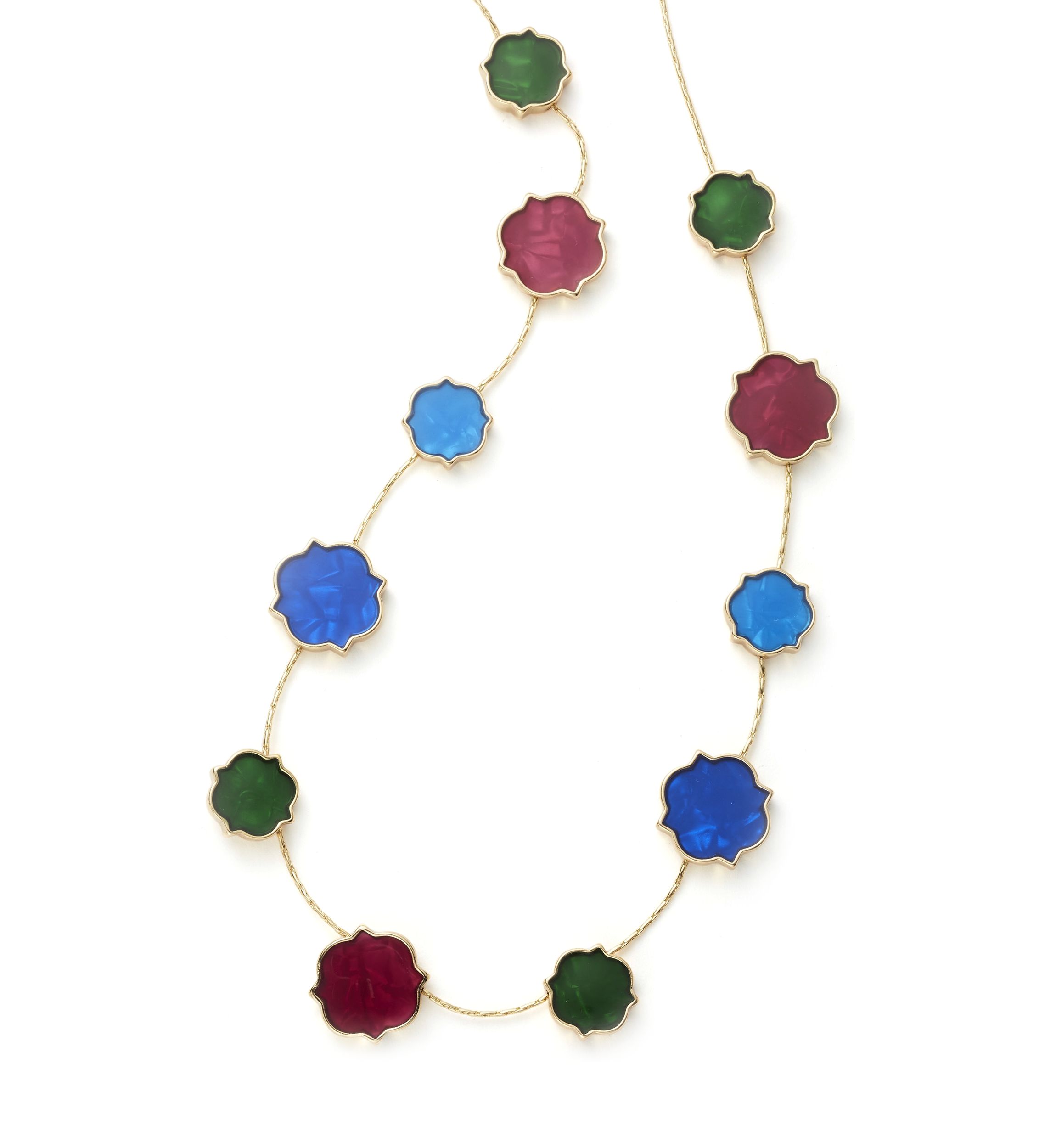 Gold Tone Multi Quatrefoil Collar Necklace