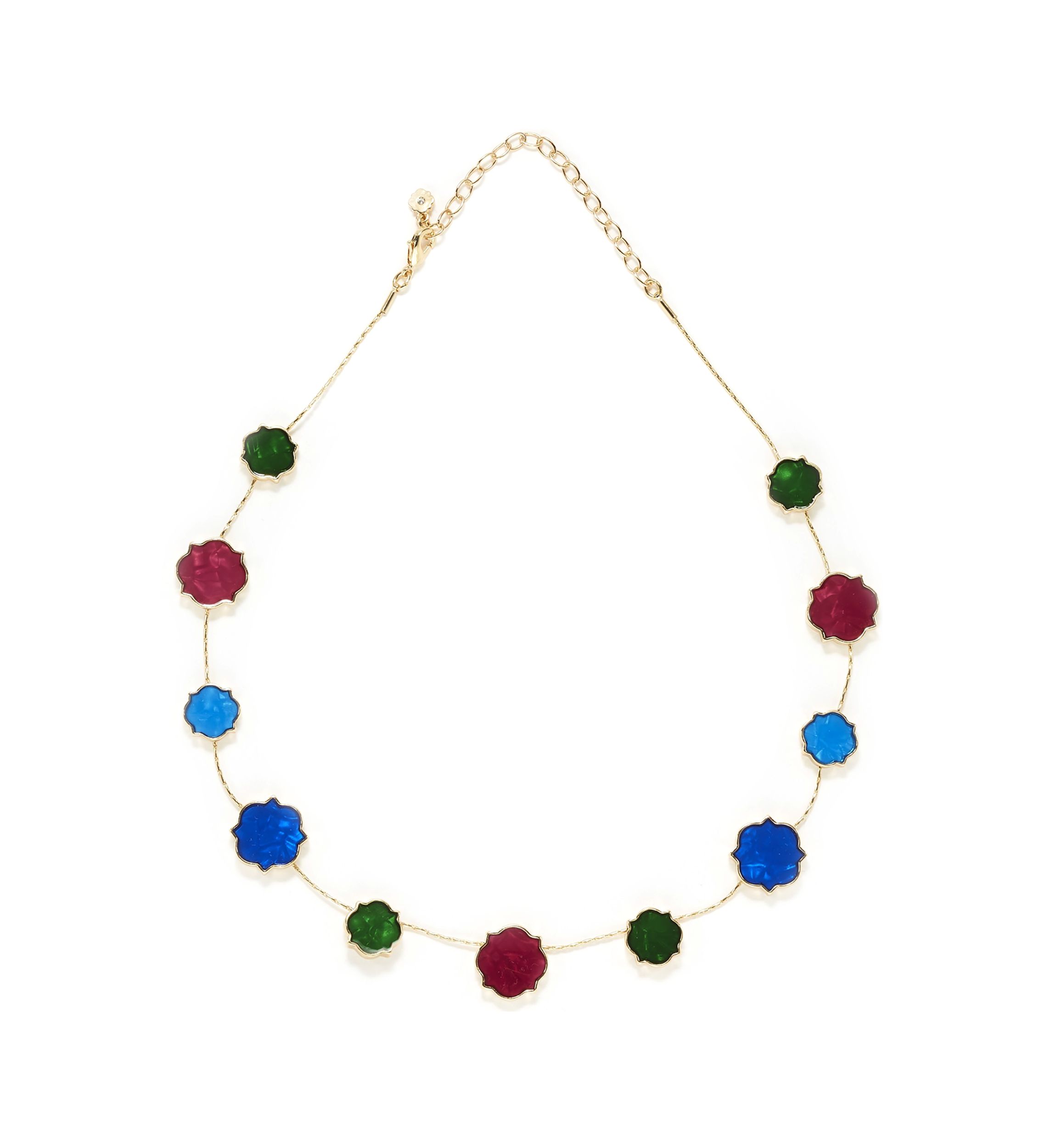 Gold Tone Multi Quatrefoil Collar Necklace