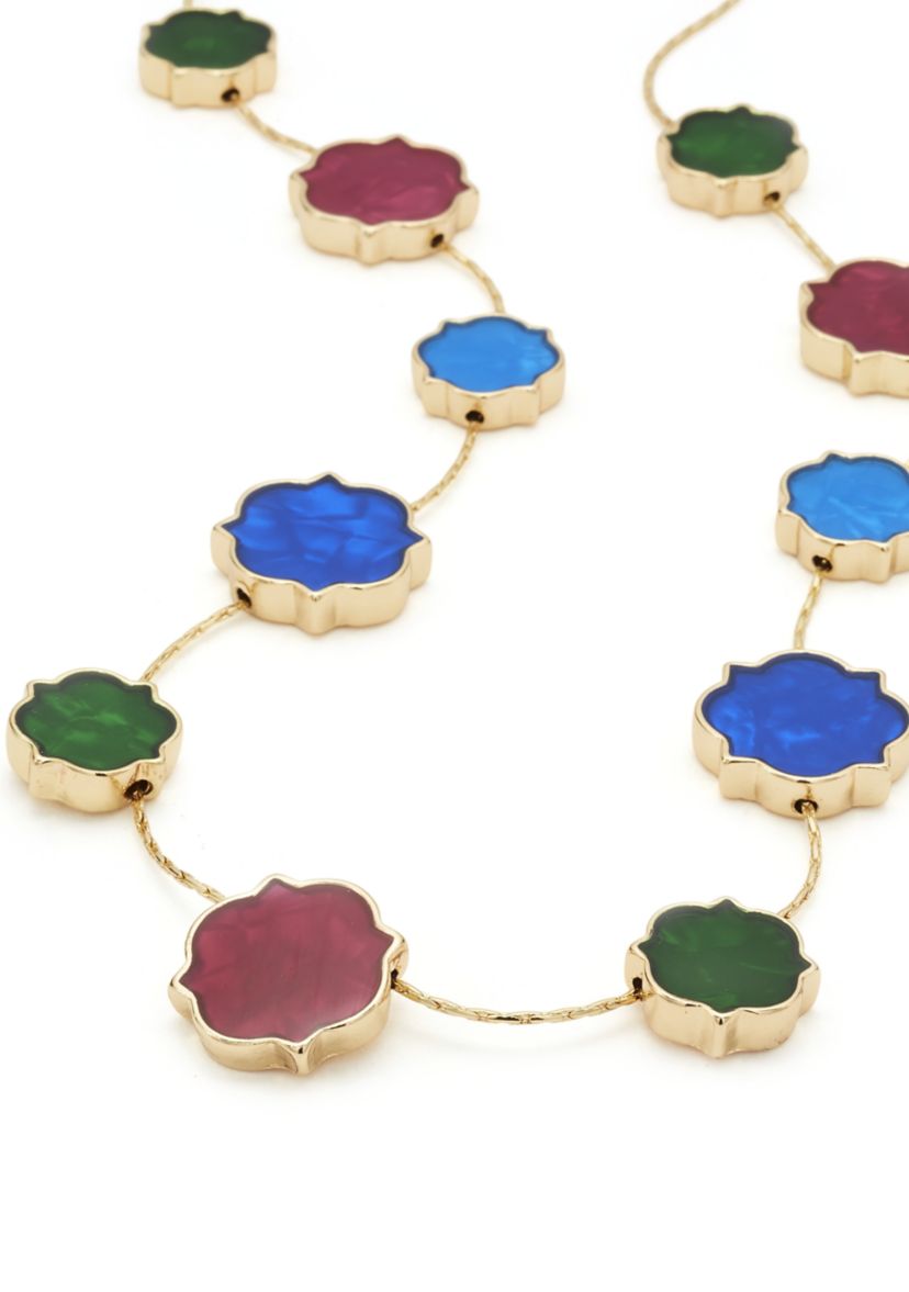 Gold Tone Multi Quatrefoil Collar Necklace