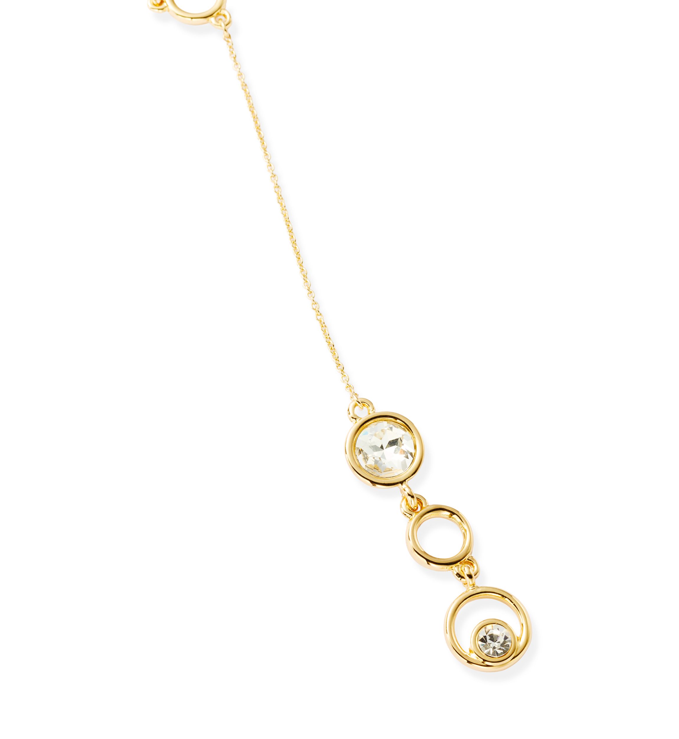 Gold Tone Crystal Bezel Y Necklace