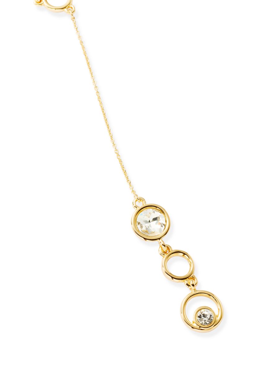 Gold Tone Crystal Bezel Y Necklace