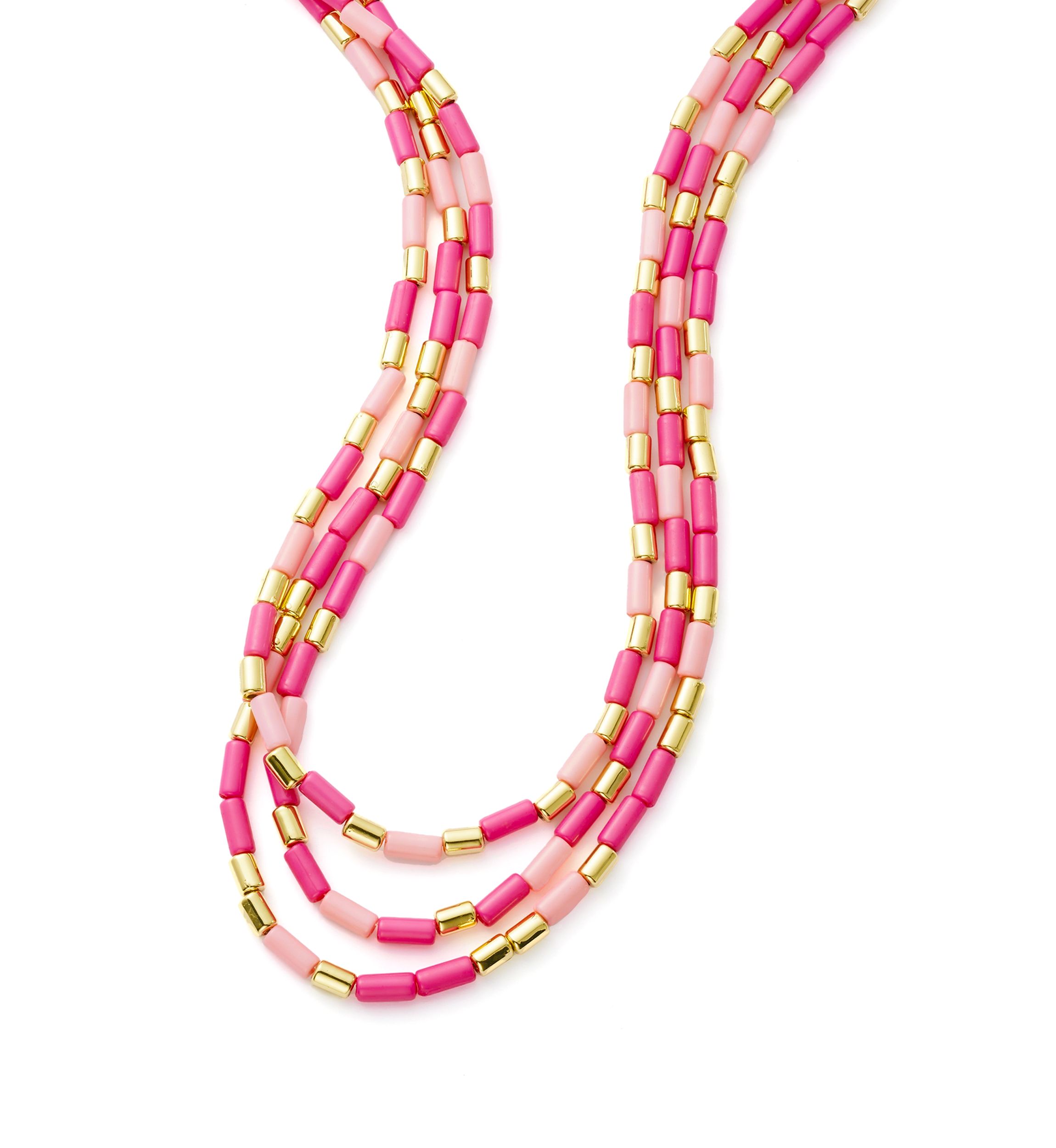 Pink Beaded Multirow Necklace
