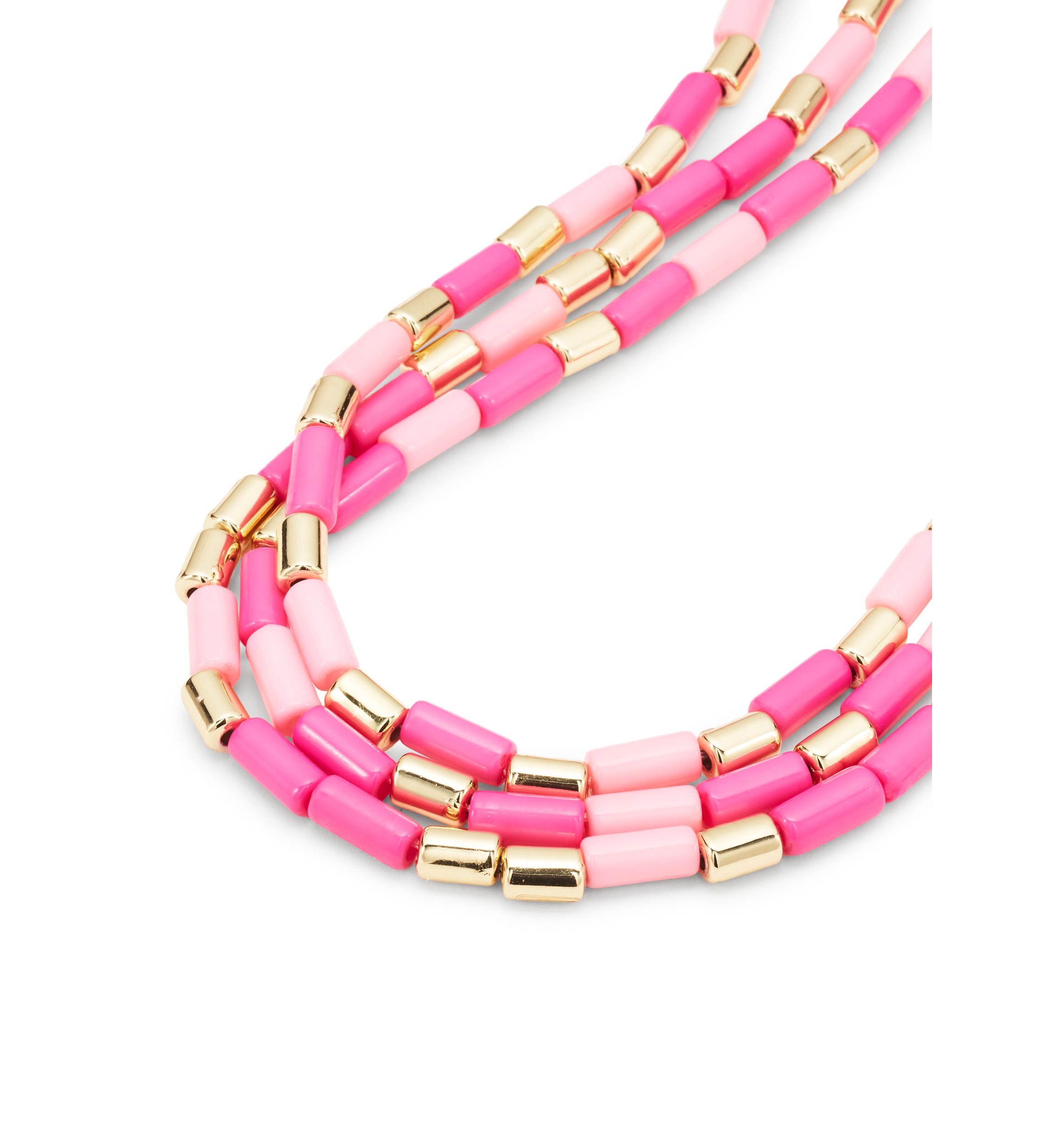 Pink Beaded Multirow Necklace