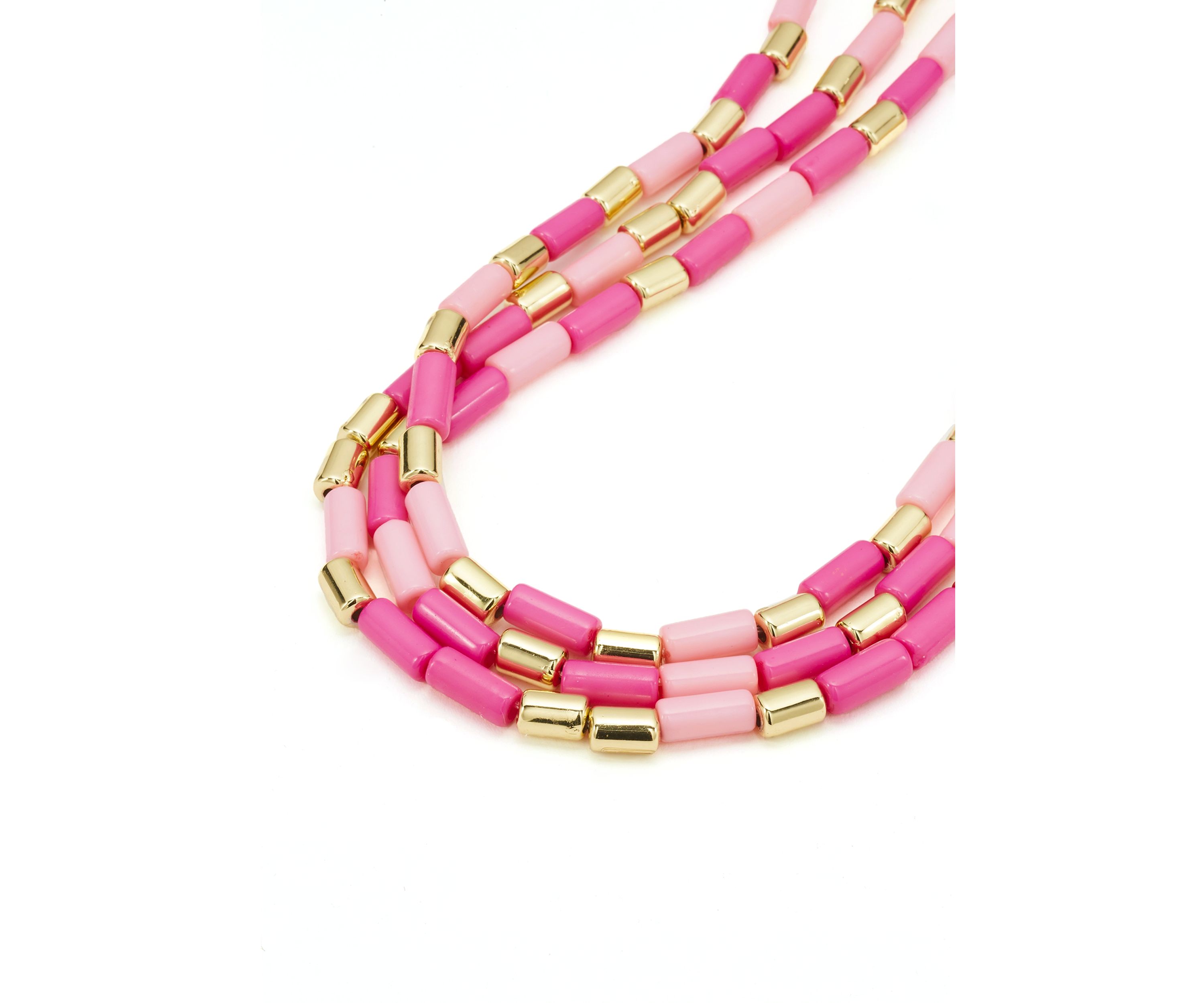 Pink Beaded Multirow Necklace