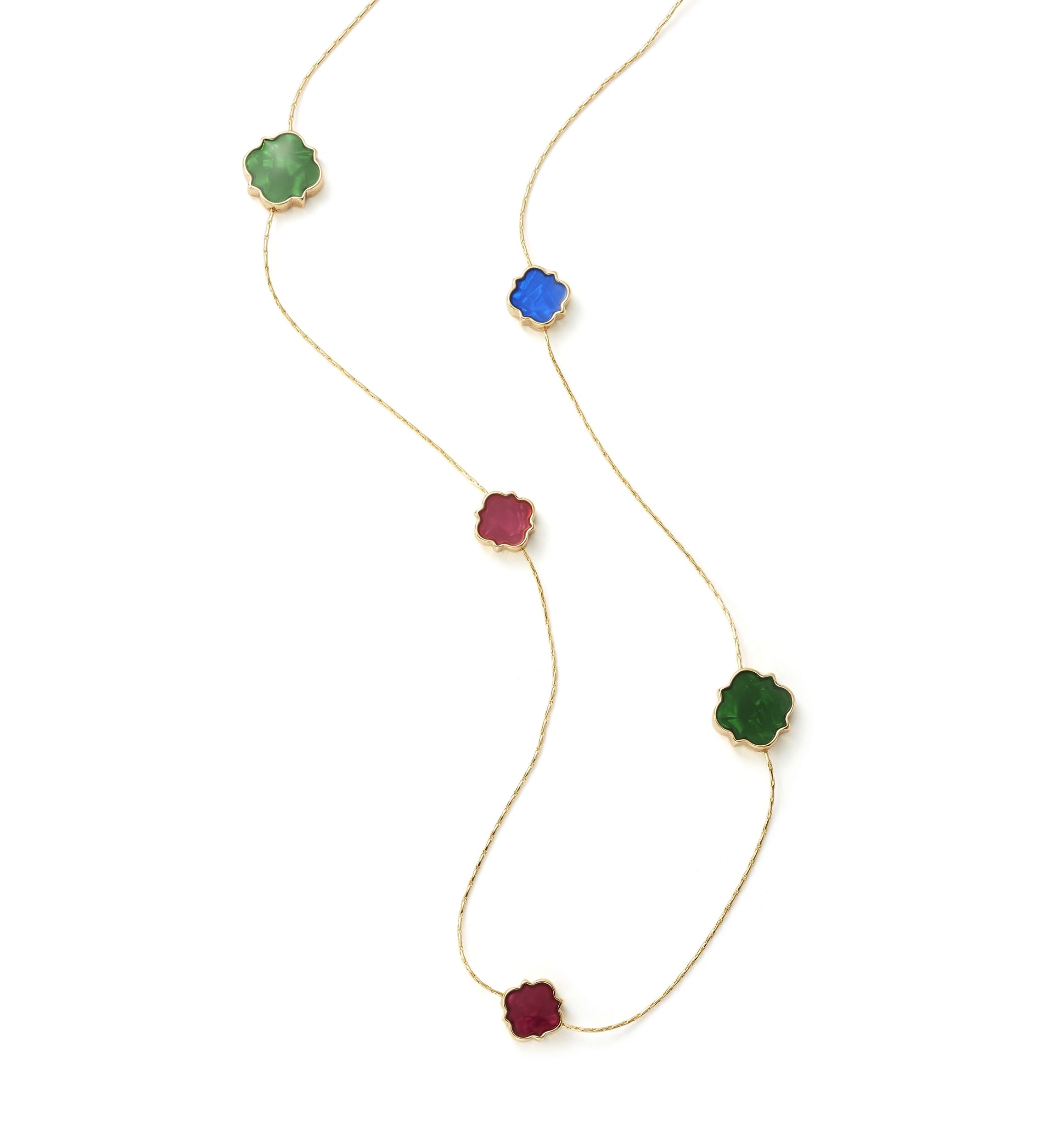 Gold Tone Quatrefoil Strand Necklace