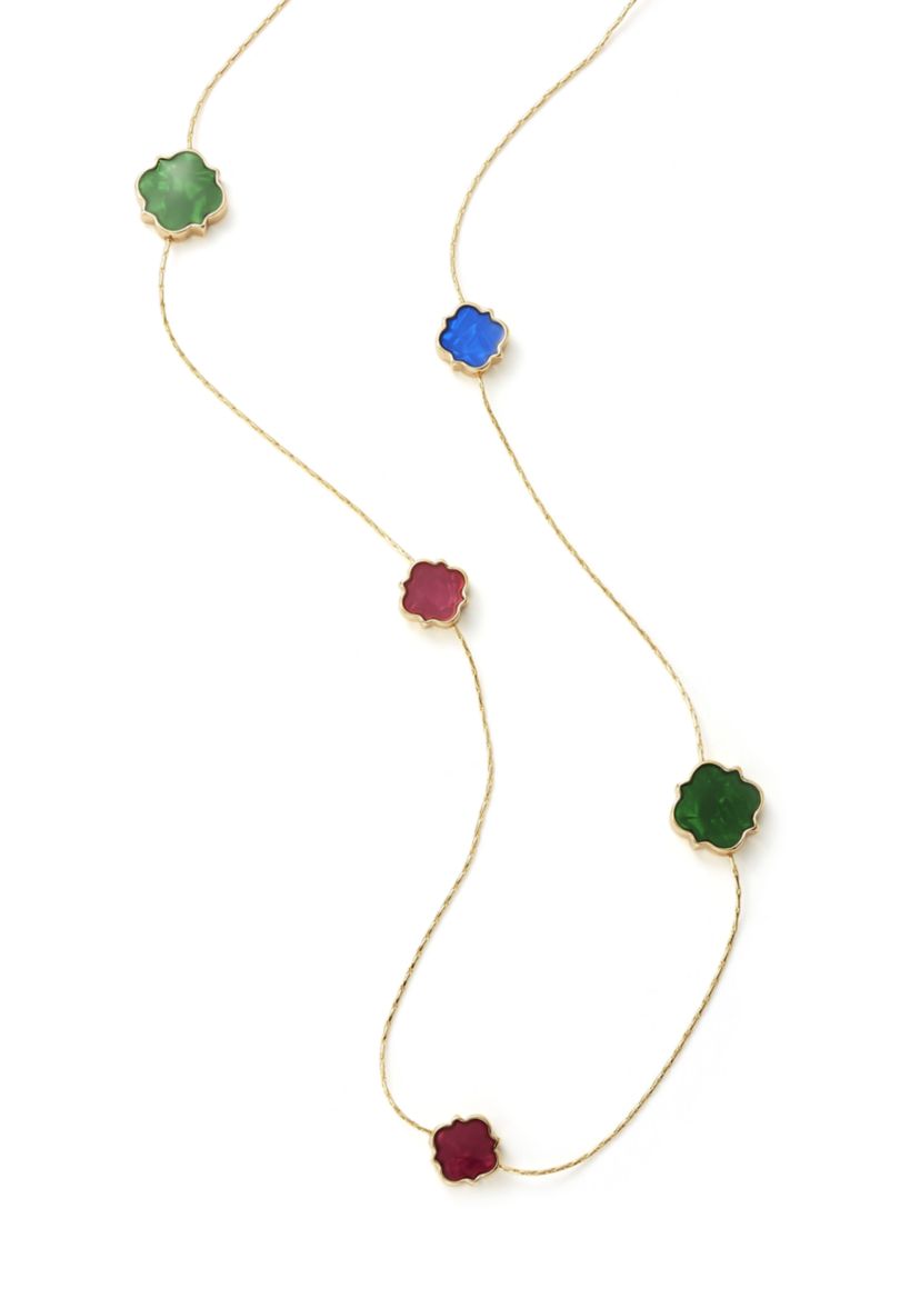 Gold Tone Quatrefoil Strand Necklace