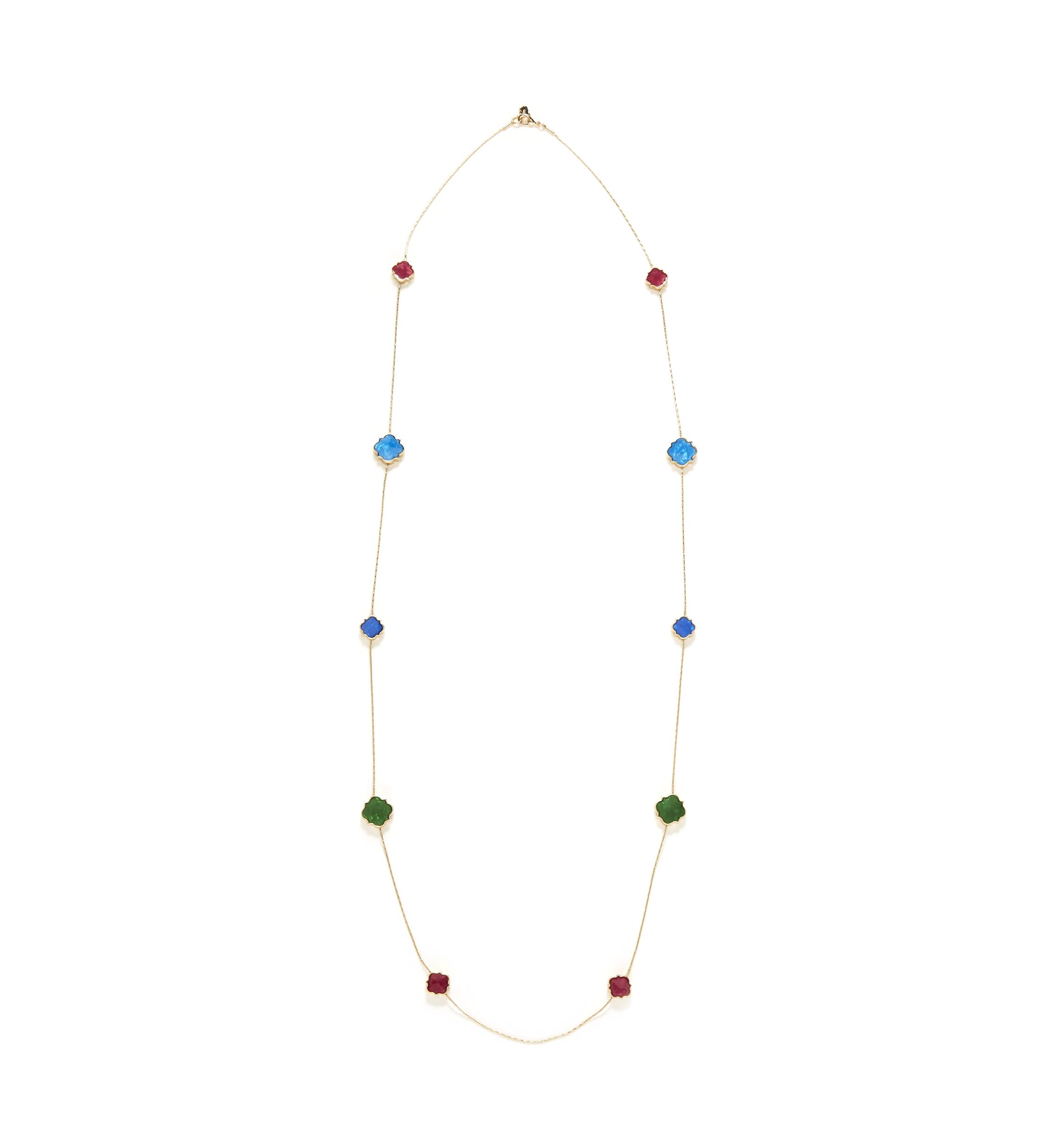 Gold Tone Quatrefoil Strand Necklace