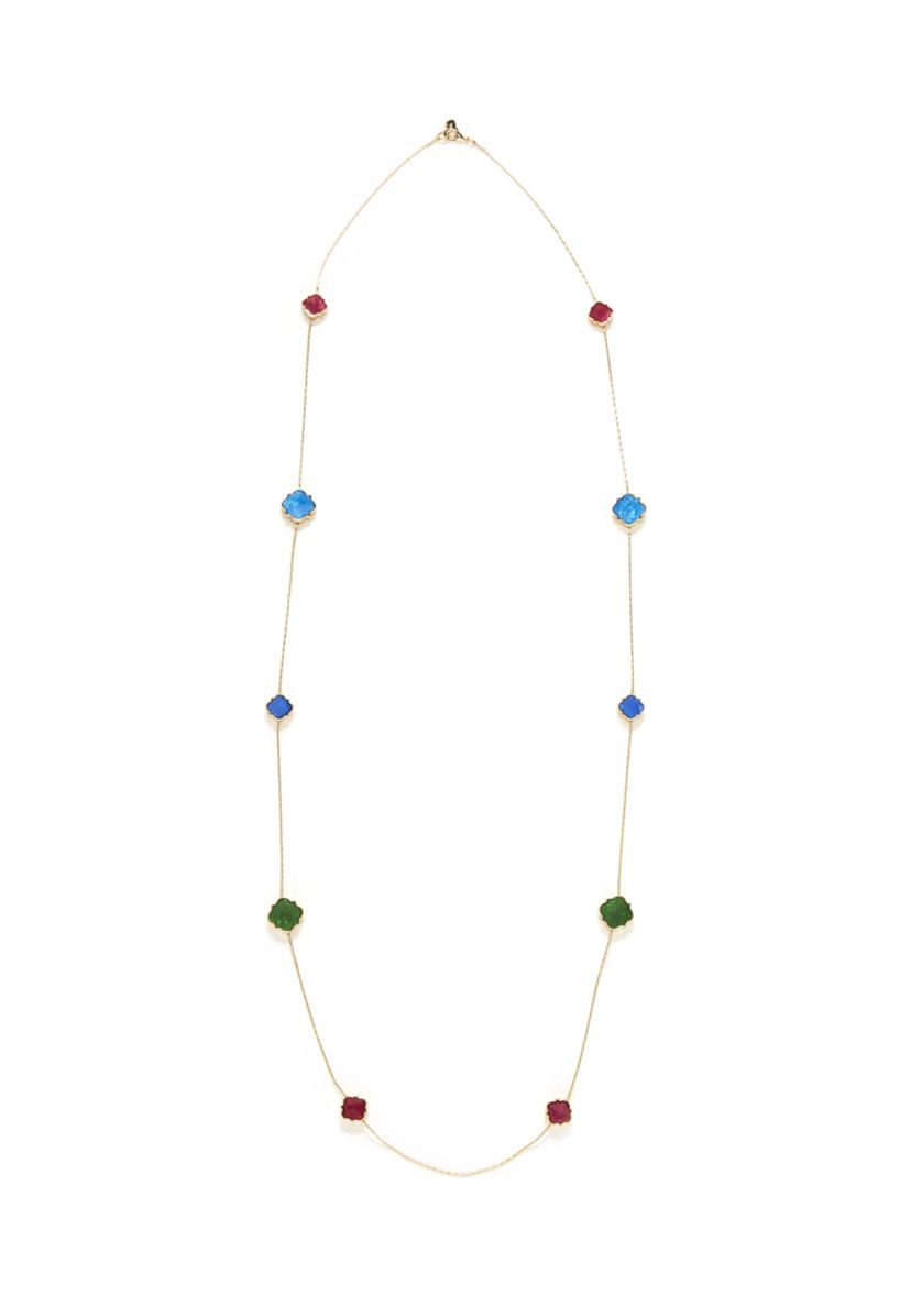 Gold Tone Quatrefoil Strand Necklace