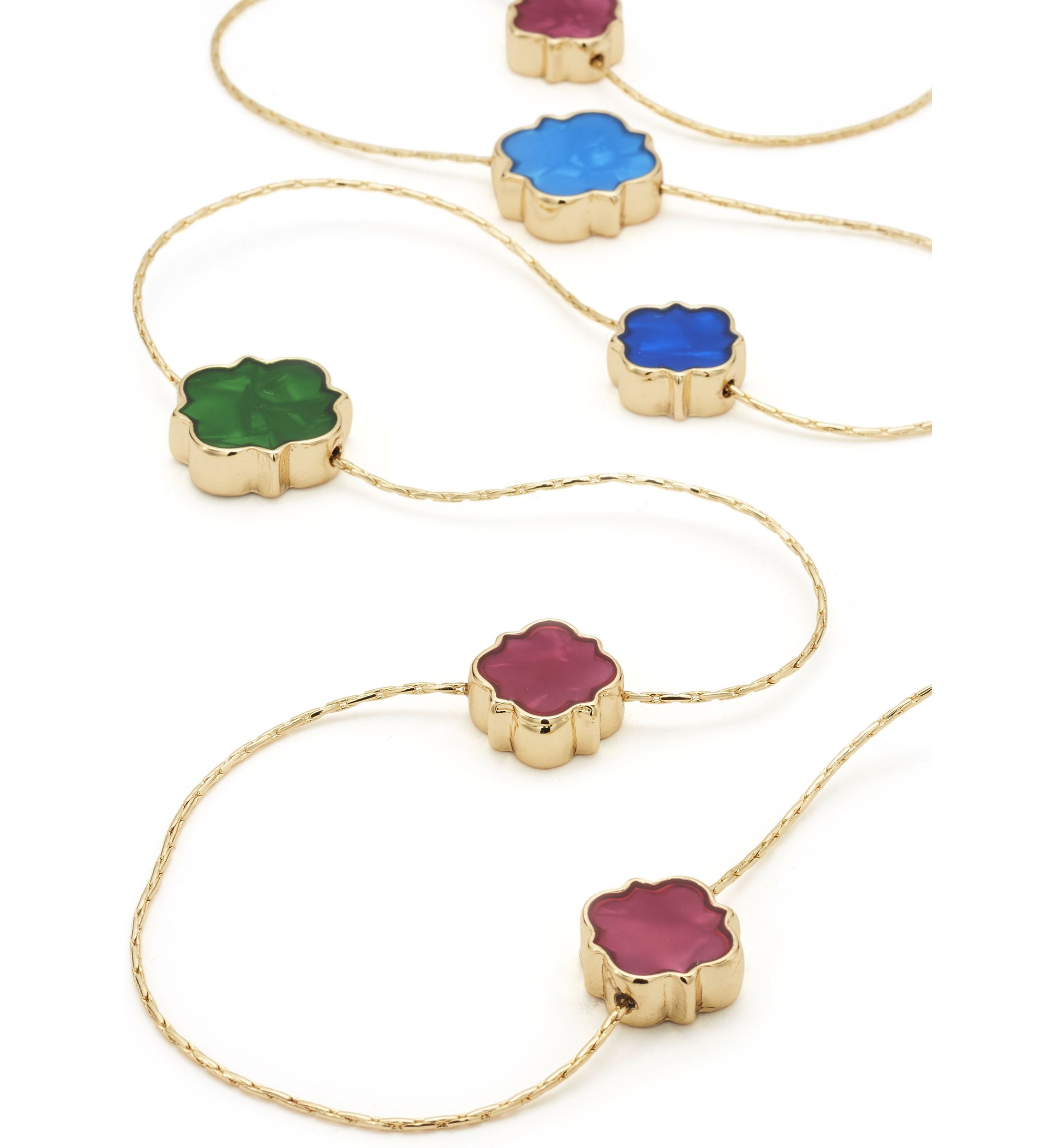 Gold Tone Quatrefoil Strand Necklace