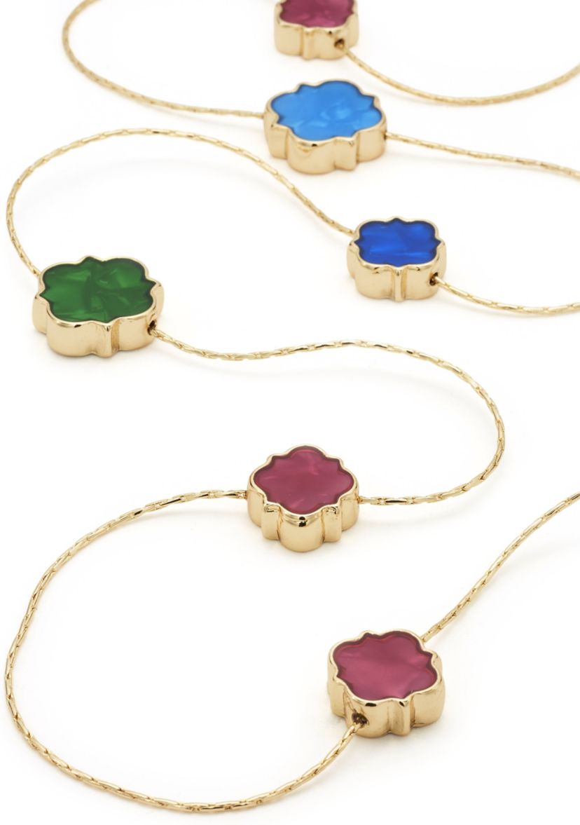 Gold Tone Quatrefoil Strand Necklace