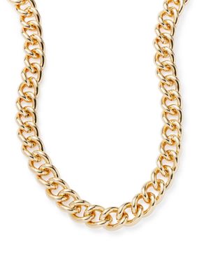 Crown & Ivy Chunky Chain Collar Necklace, Gold, 16 in
