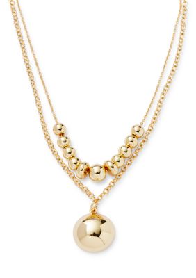 Crown & Ivy Round pendant Beaded Layered Necklace