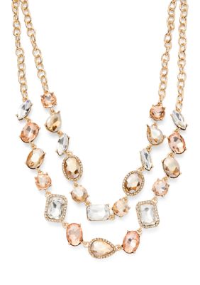 Crown & Ivy Cluster Mix Stone Layered Frontal Necklace
