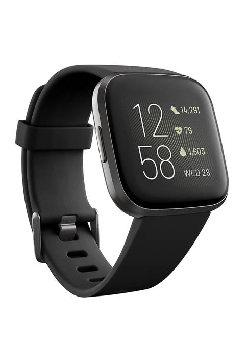 Fitbit® Versa 2 Black Elastomer Strap Touchscreen Smartwatch
