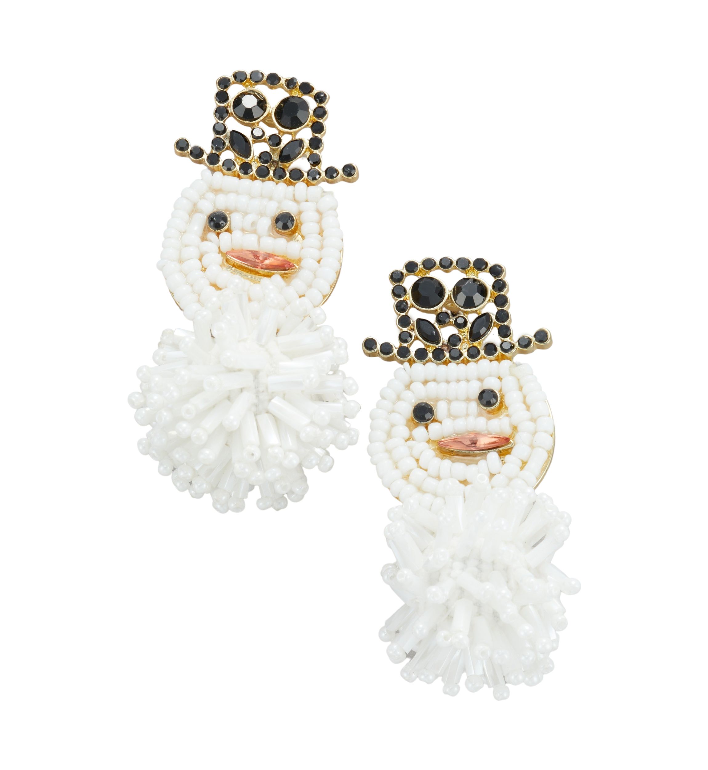 Seed Bead Snowman Earrings