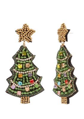 Belk Christmas Tree Stone Earrings