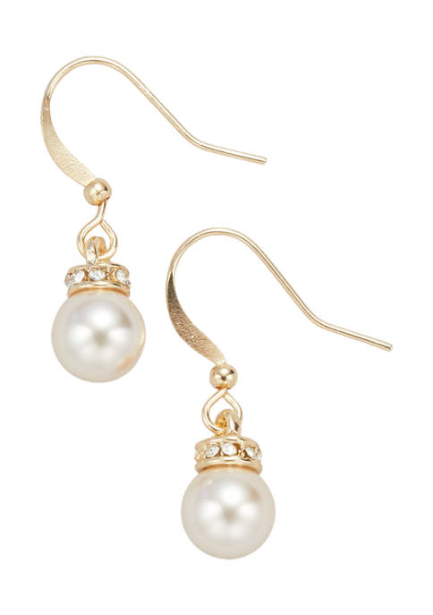 Belk Gold Tone Champagne Pearl French Wire Double