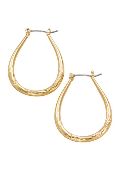 Belk Gold Tone Textured Twist Long Hoop Earrings