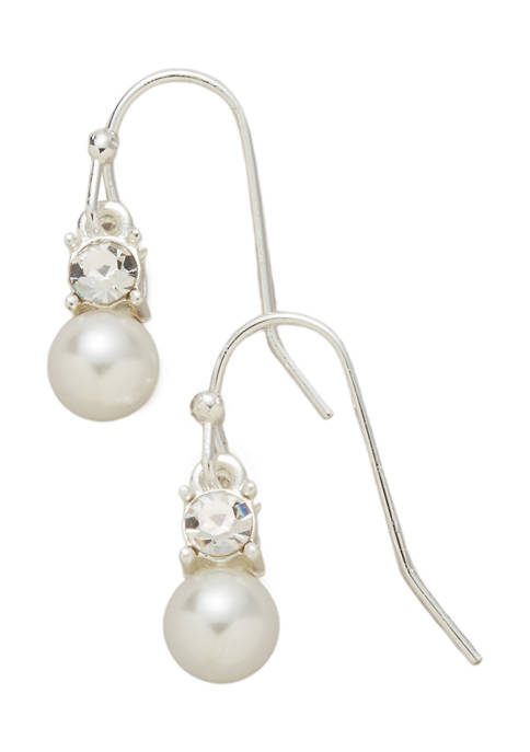 Belk Silver Tone Pearl French Wire Drop Earrings