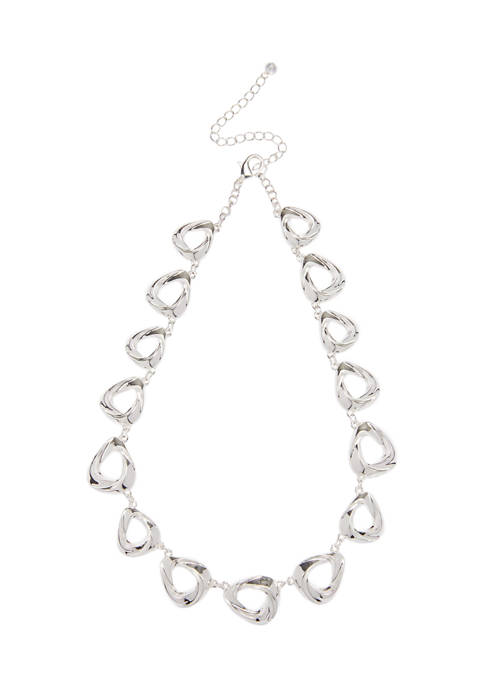 Silver Tone Folded Metal Collar Necklace