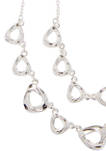 Silver Tone Folded Metal 2 Row Frontal Necklace