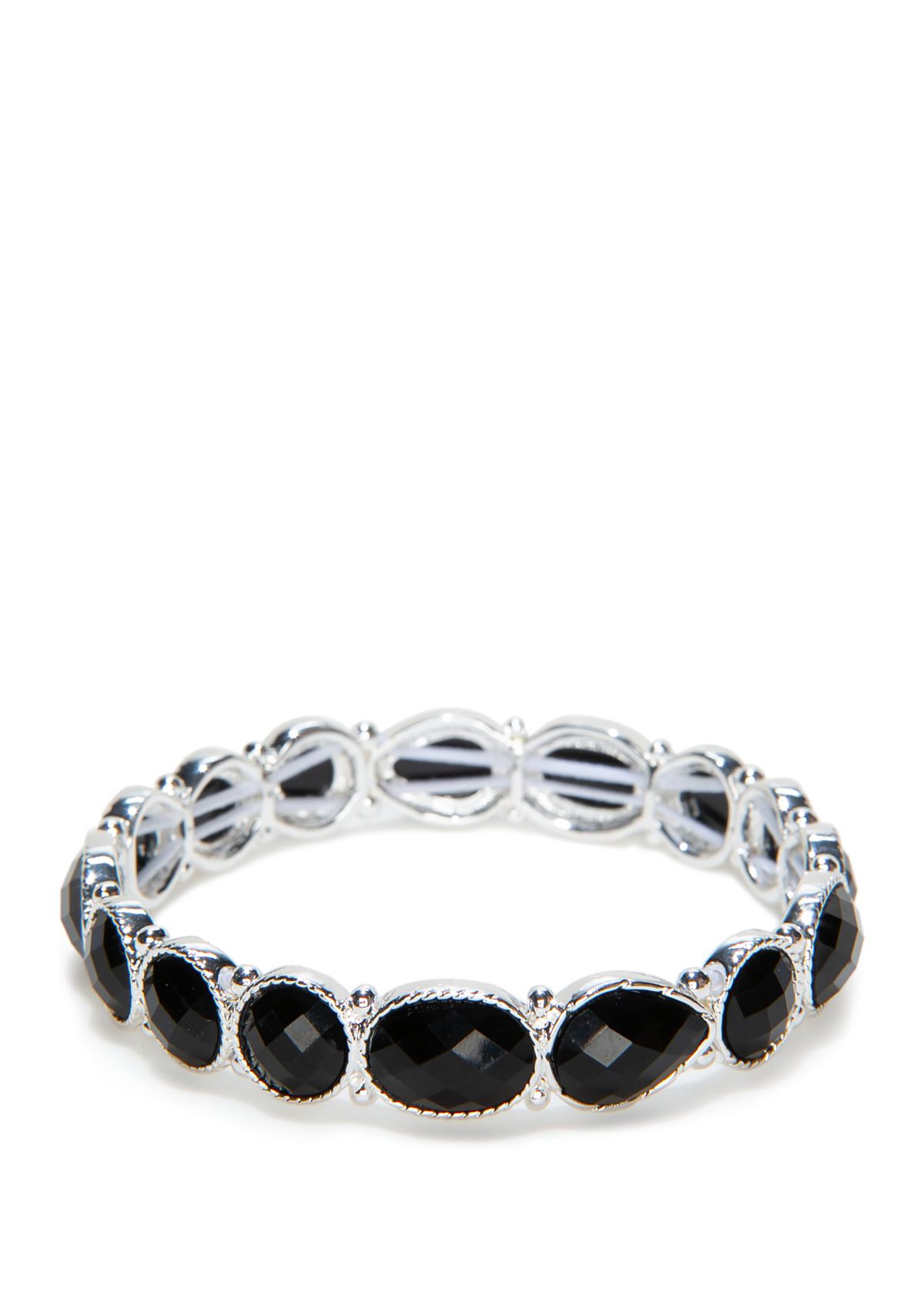 Silver Tone Stone Stretch Bracelet 