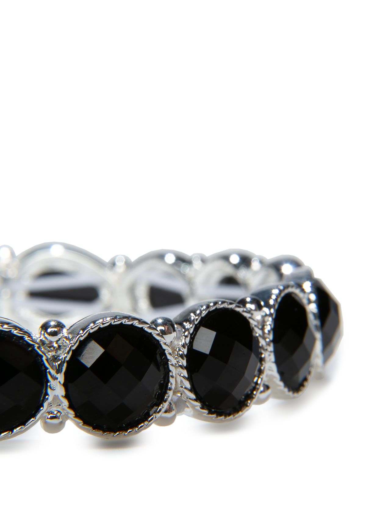 Silver Tone Stone Stretch Bracelet 