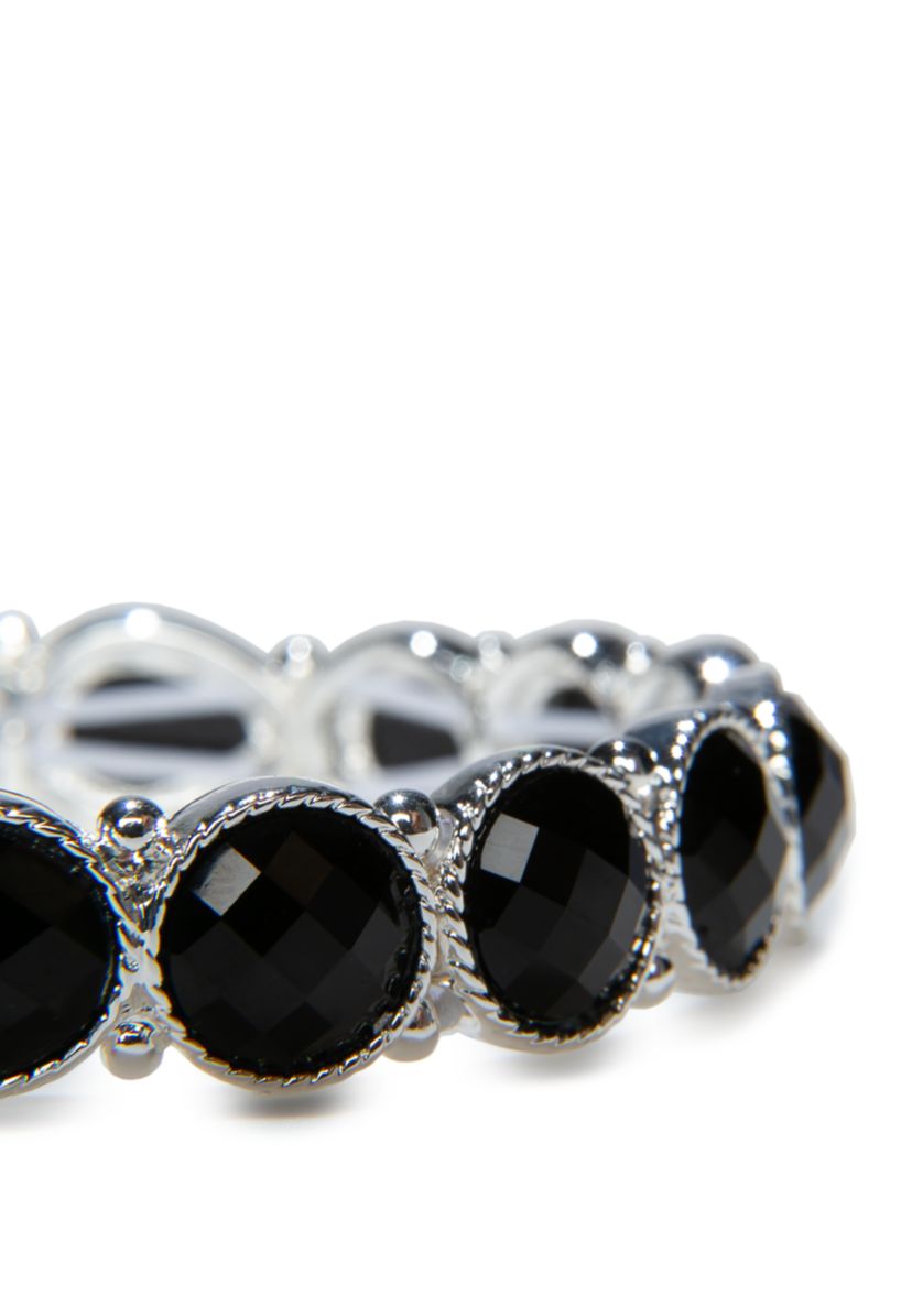 Silver Tone Stone Stretch Bracelet 