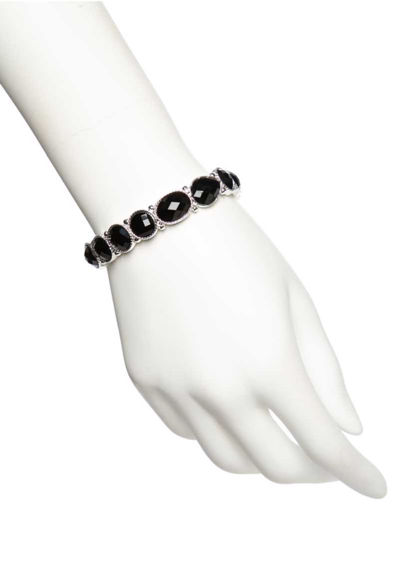 Silver Tone Stone Stretch Bracelet 