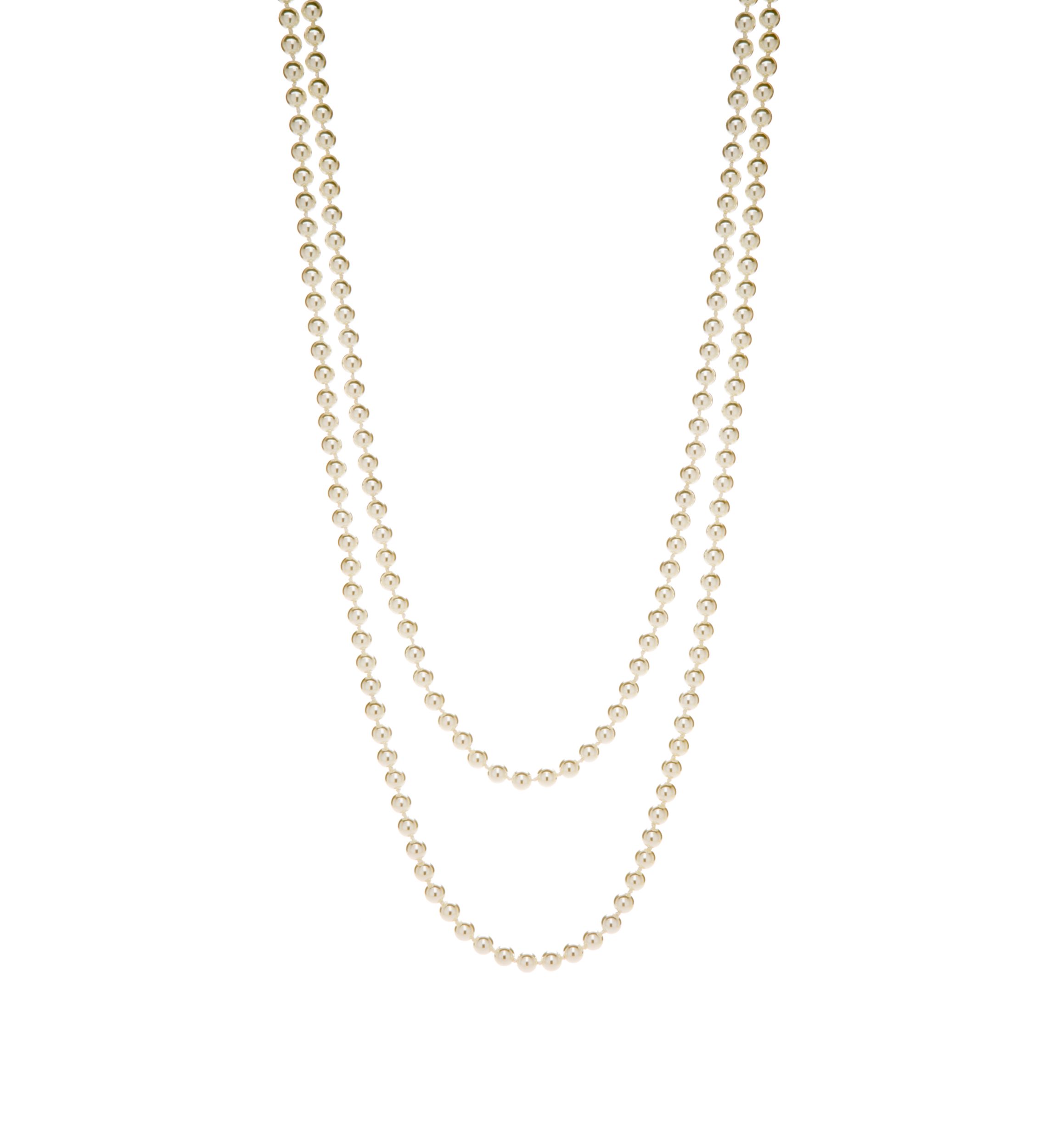 72 Inch White Pearl Necklace 