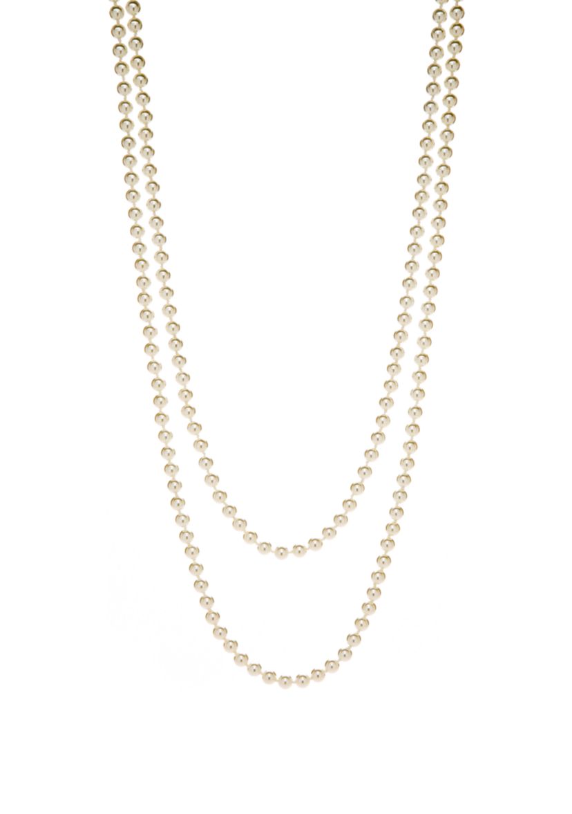 72 Inch White Pearl Necklace 