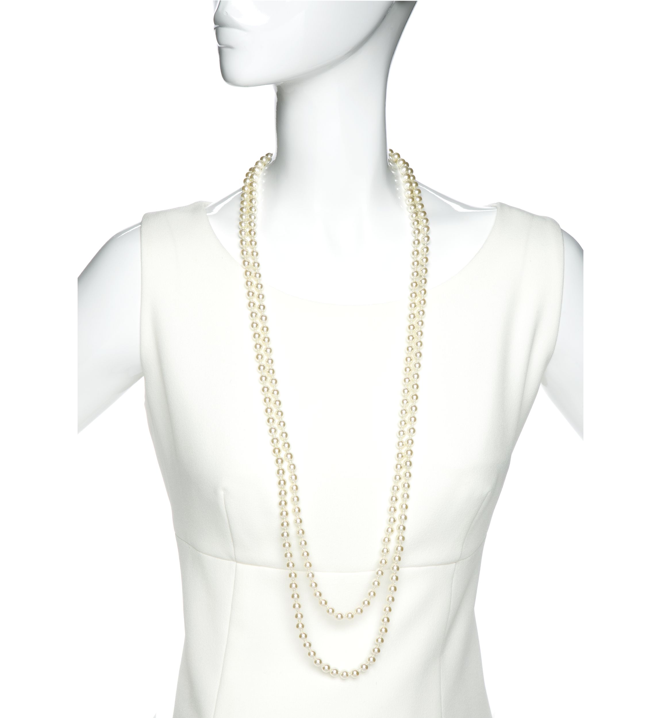 72 Inch White Pearl Necklace 
